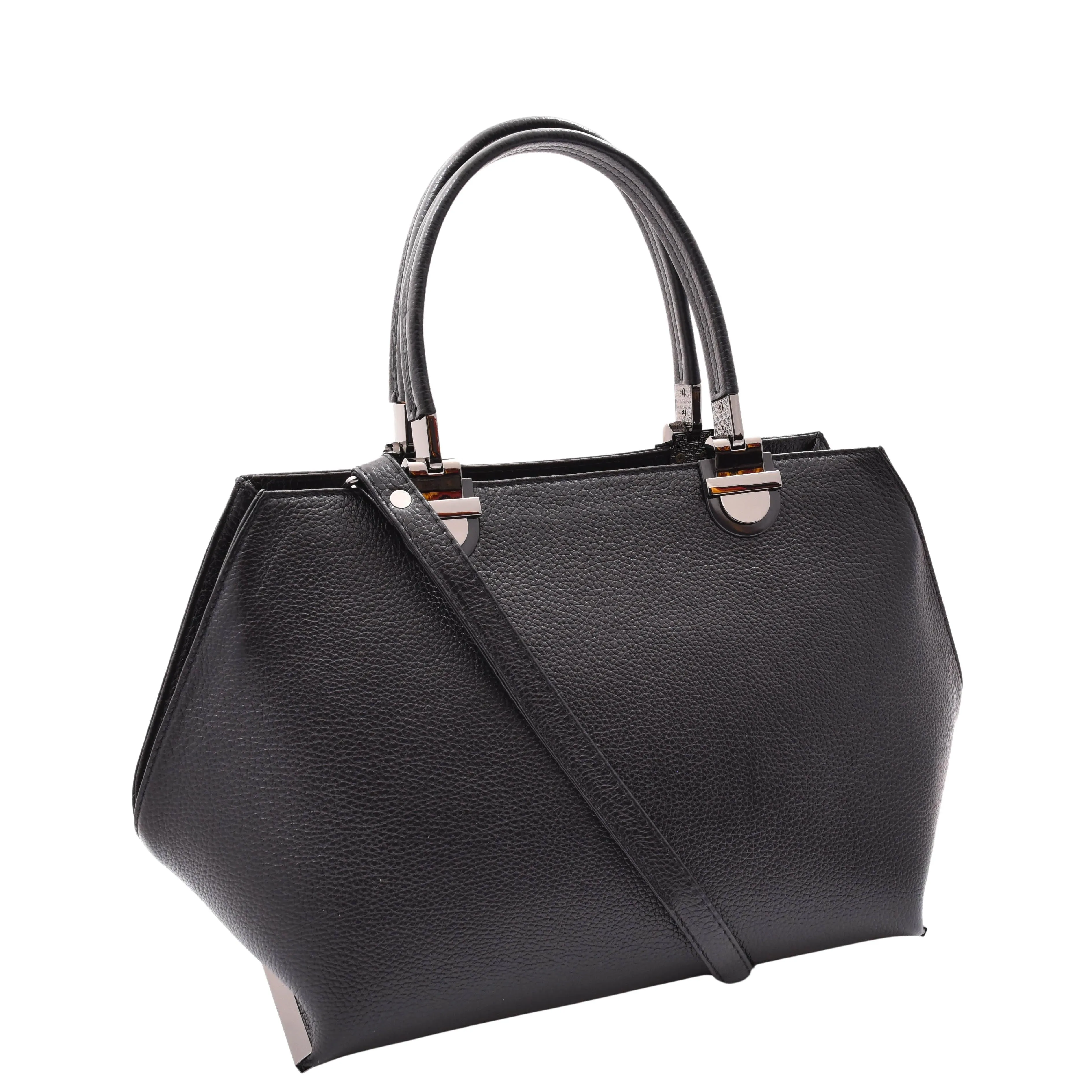 DR585 Women's Large Shoulder Bag With Classic Zip Opening Black