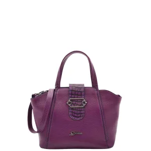 DR586 Women's Stylish Leather Adjustable Strap Handbag Purple