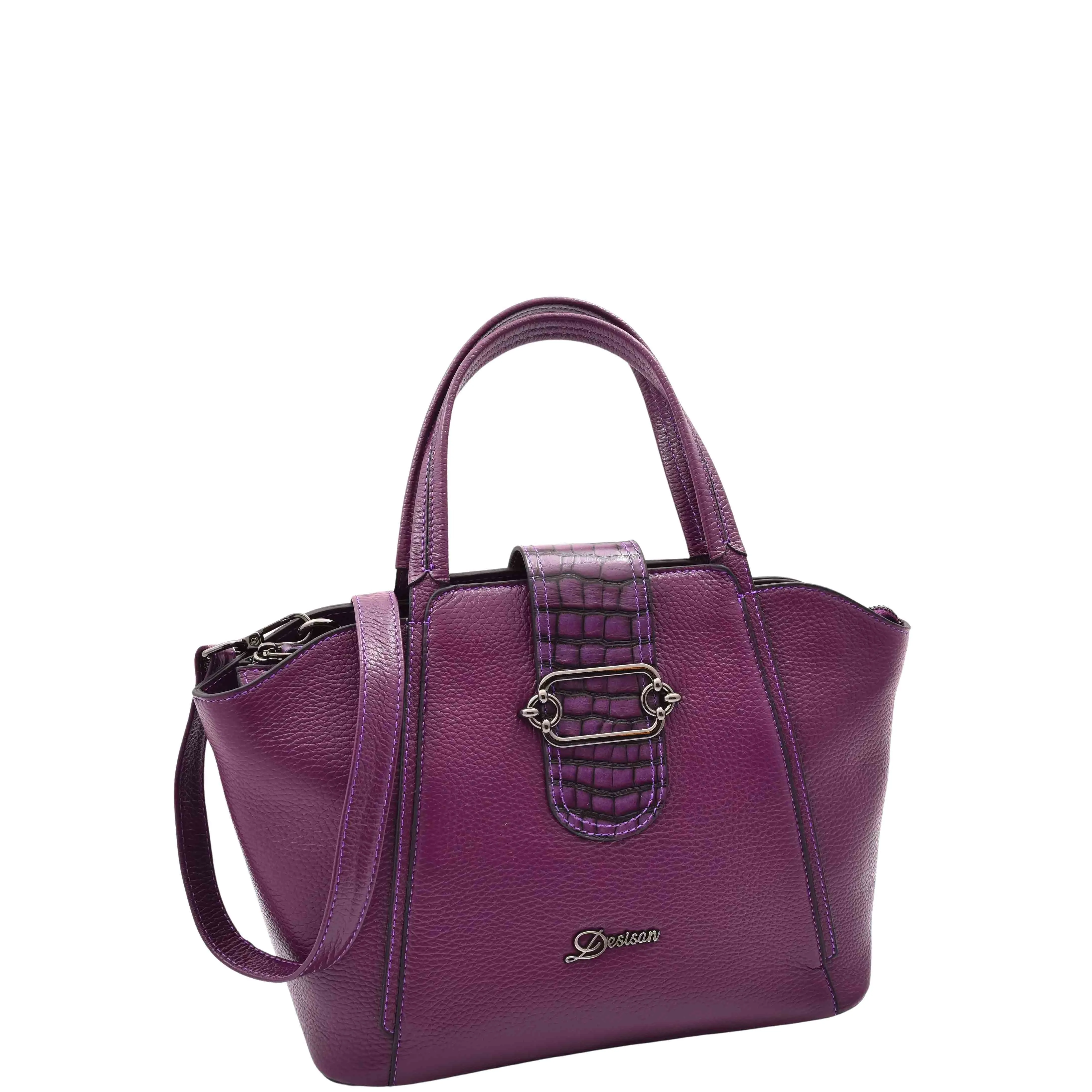 DR586 Women's Stylish Leather Adjustable Strap Handbag Purple