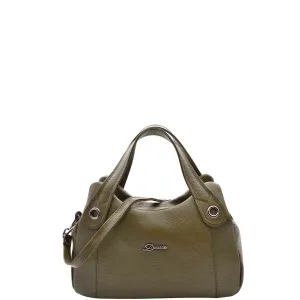 DR587 Women's Small Handbag Textured Leather Shoulder Bag Olive