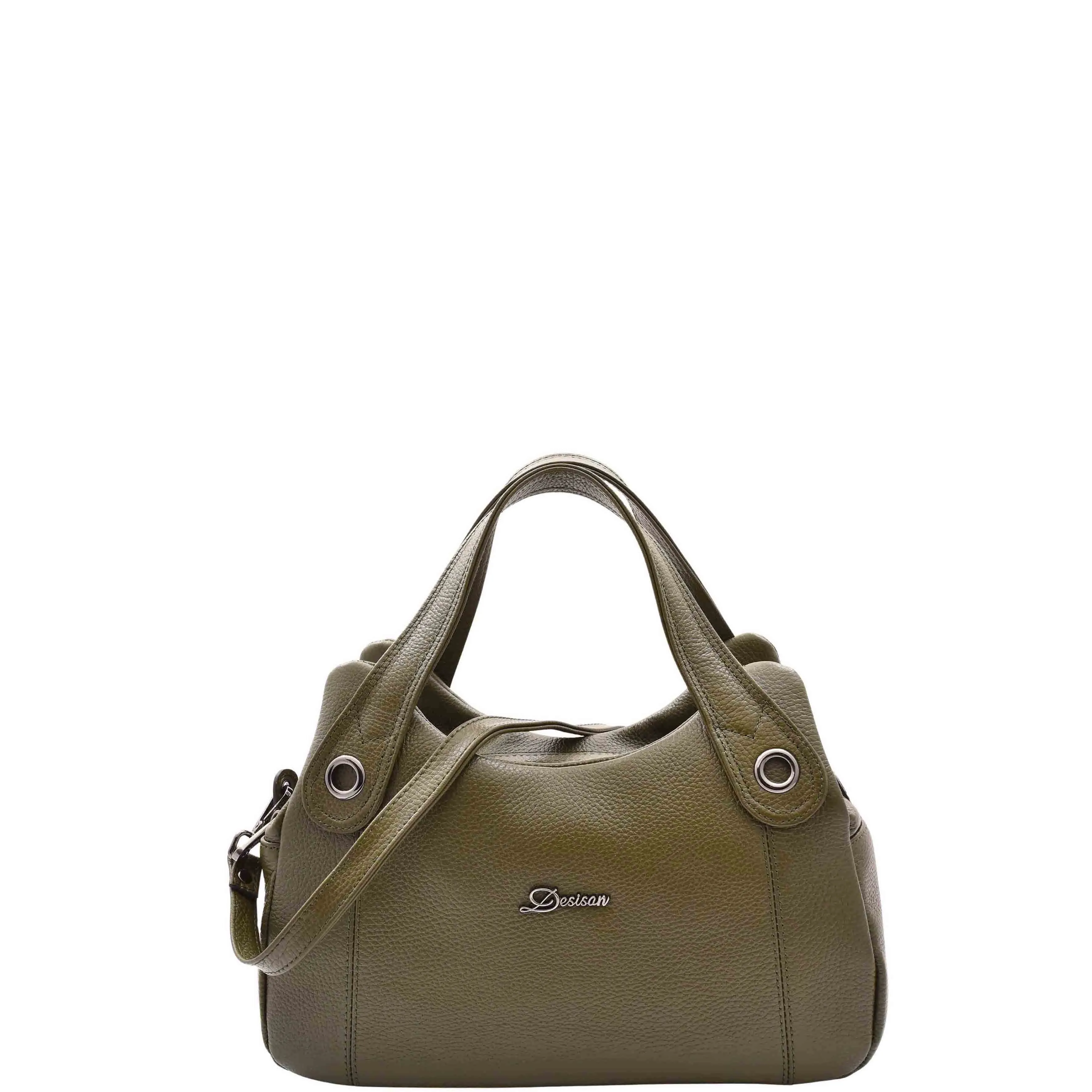 DR587 Women's Small Handbag Textured Leather Shoulder Bag Olive