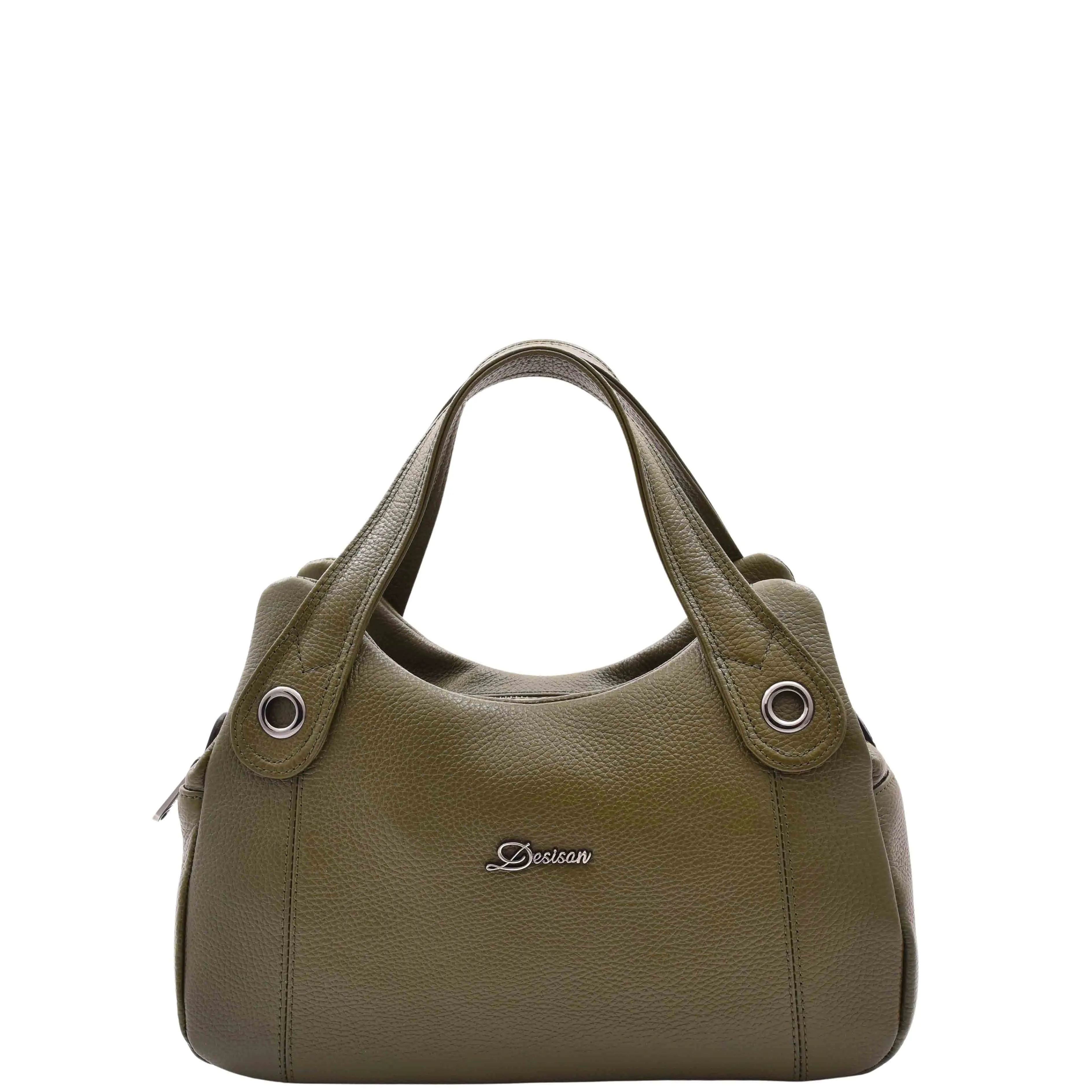 DR587 Women's Small Handbag Textured Leather Shoulder Bag Olive