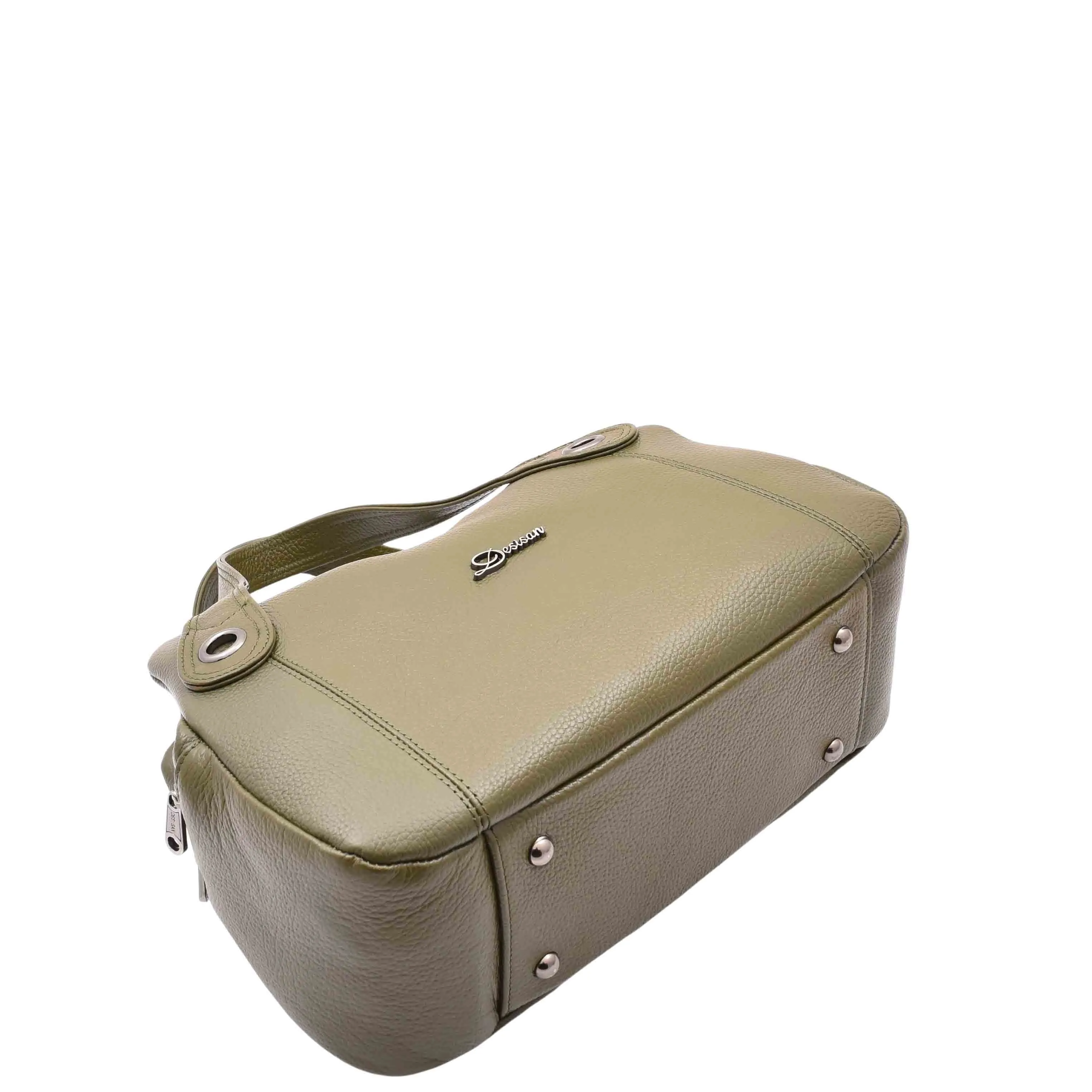DR587 Women's Small Handbag Textured Leather Shoulder Bag Olive