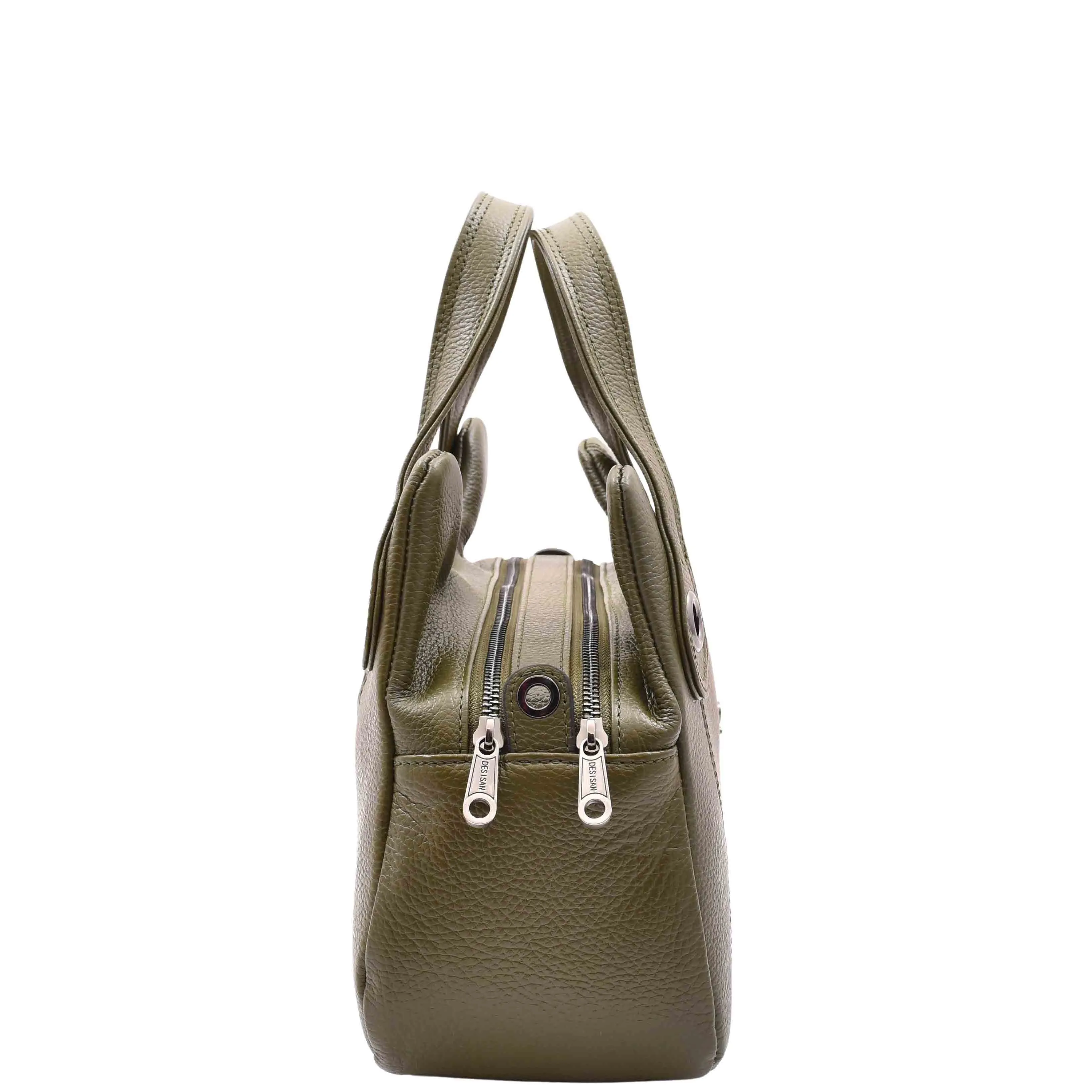 DR587 Women's Small Handbag Textured Leather Shoulder Bag Olive