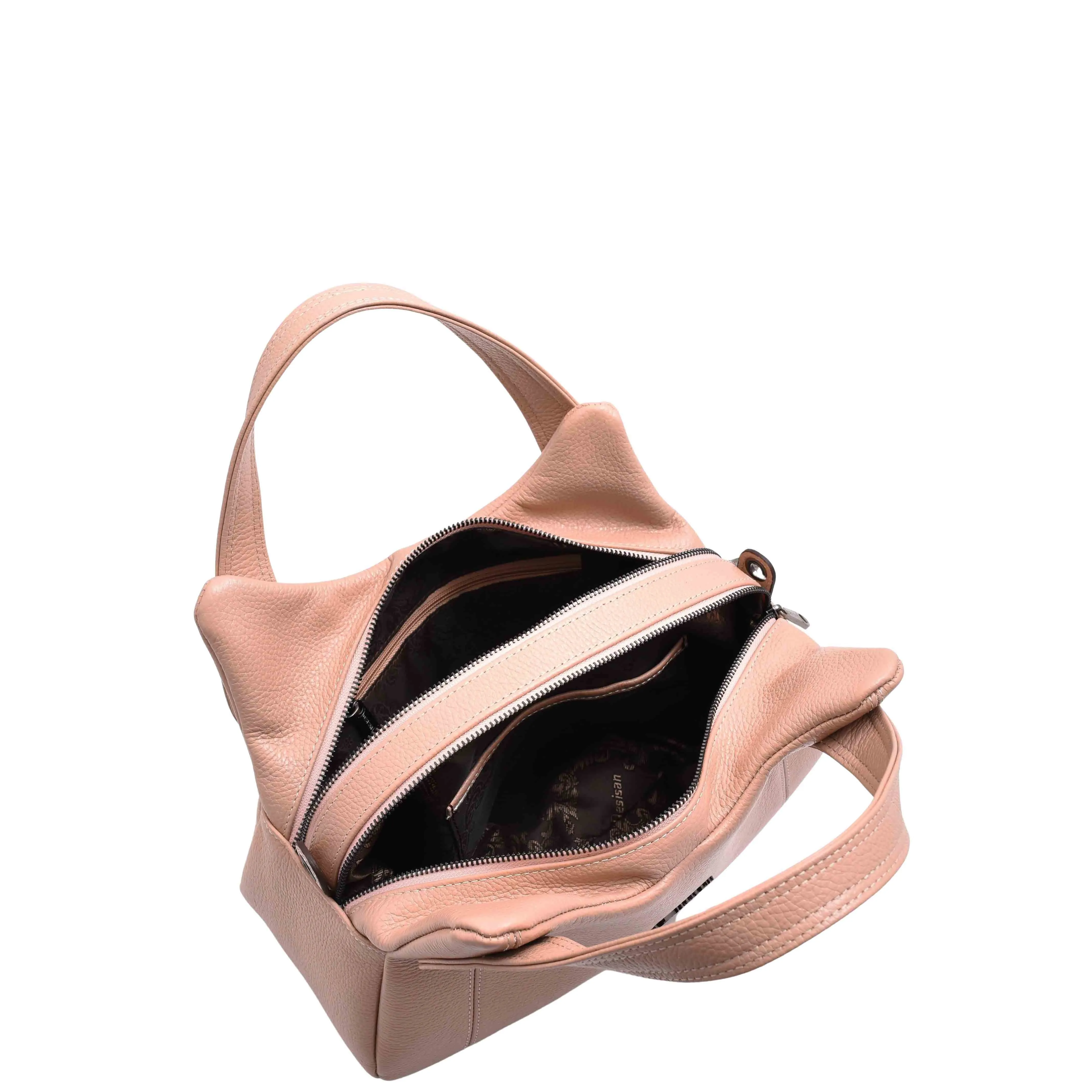 DR587 Women's Small Handbag Textured Leather Shoulder Bag Rose
