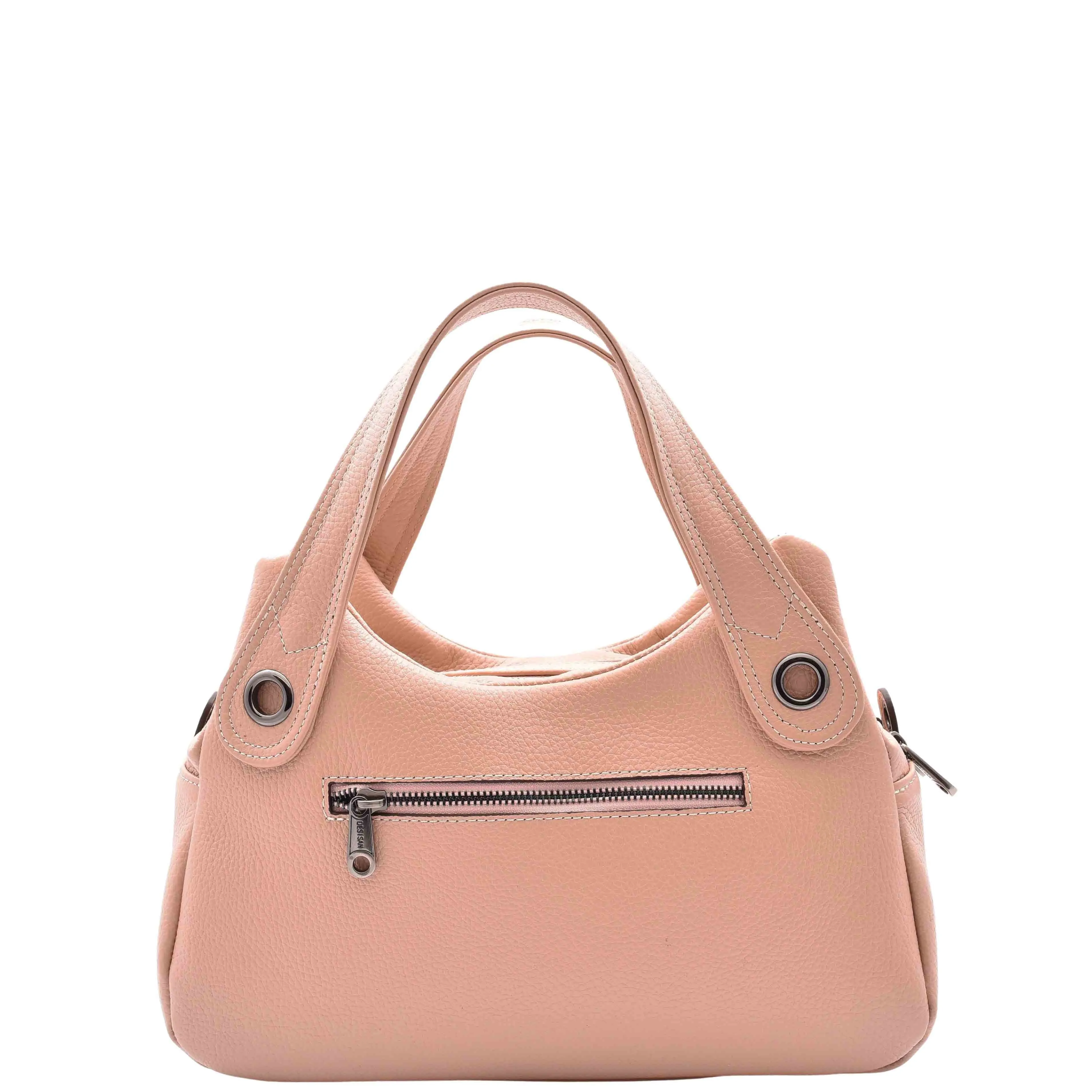 DR587 Women's Small Handbag Textured Leather Shoulder Bag Rose