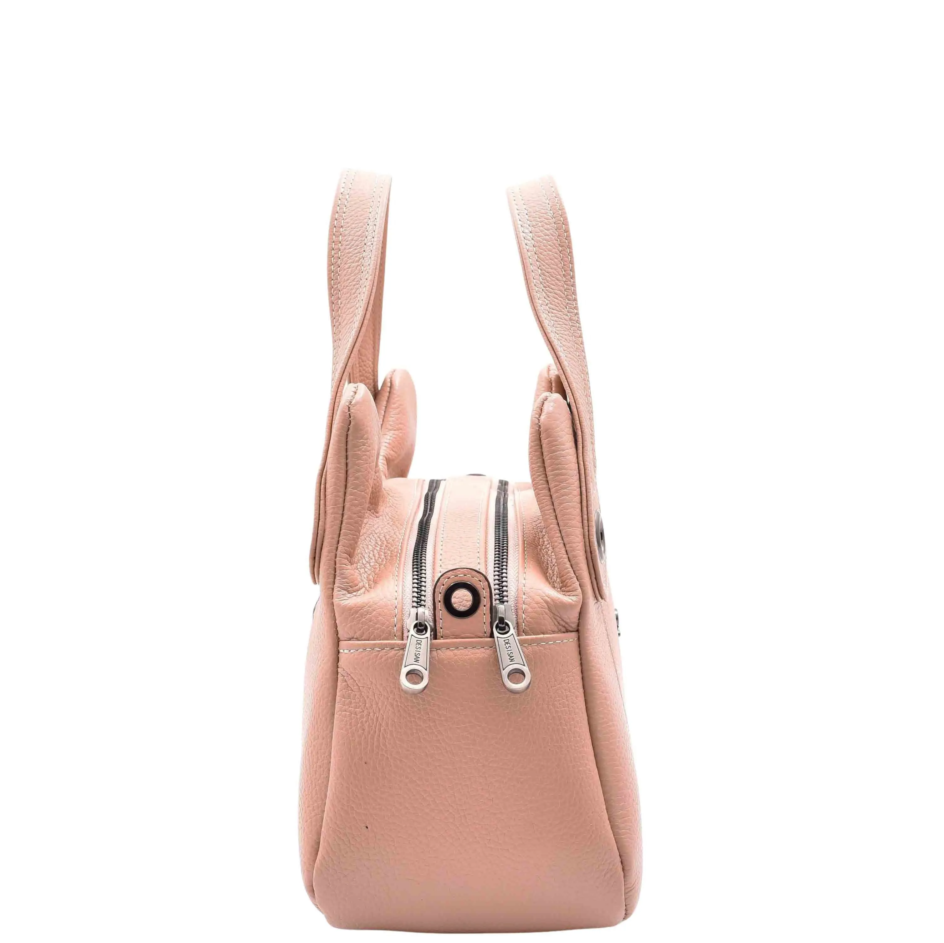 DR587 Women's Small Handbag Textured Leather Shoulder Bag Rose