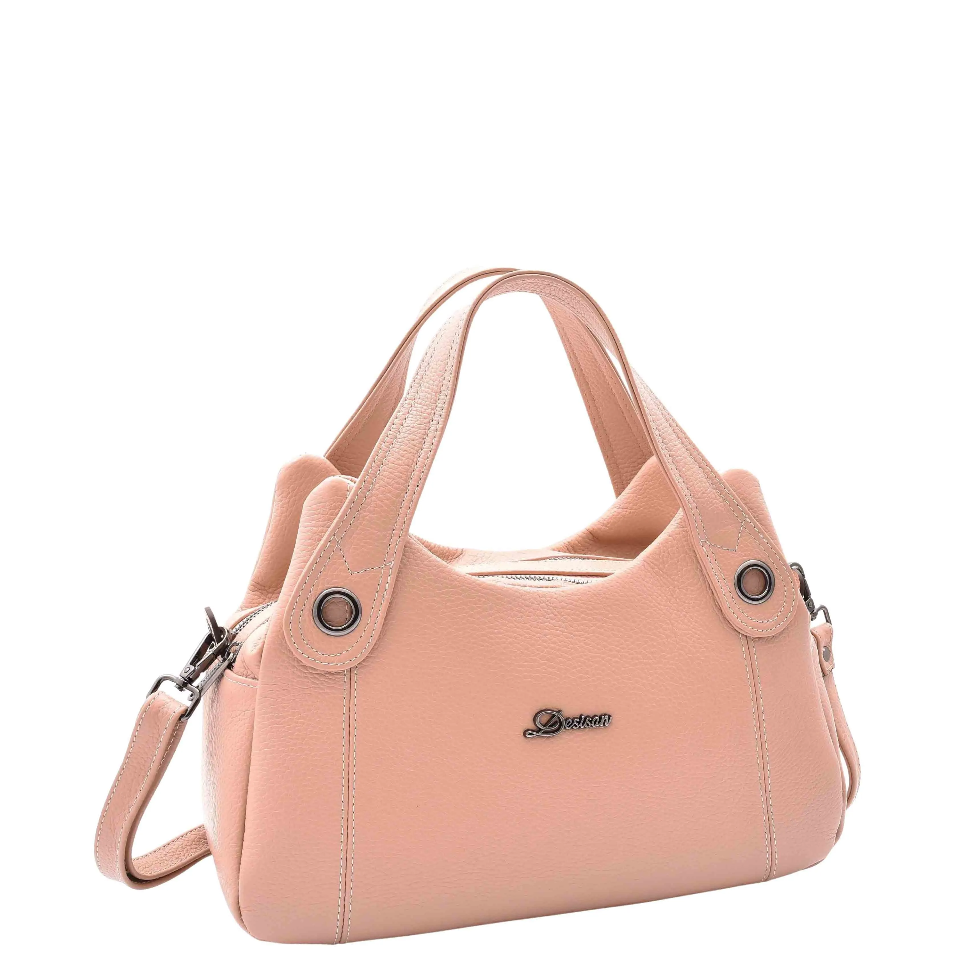 DR587 Women's Small Handbag Textured Leather Shoulder Bag Rose