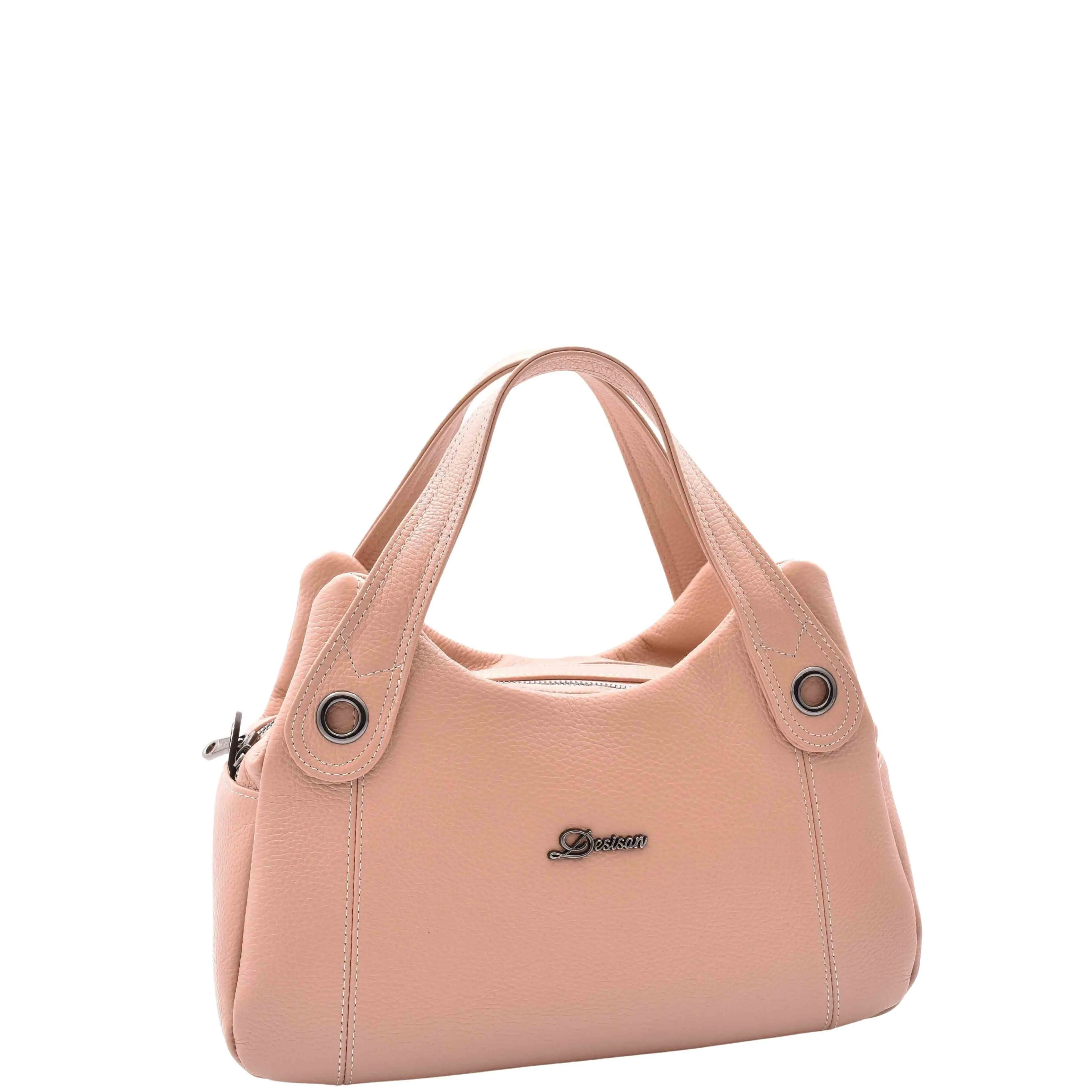 DR587 Women's Small Handbag Textured Leather Shoulder Bag Rose
