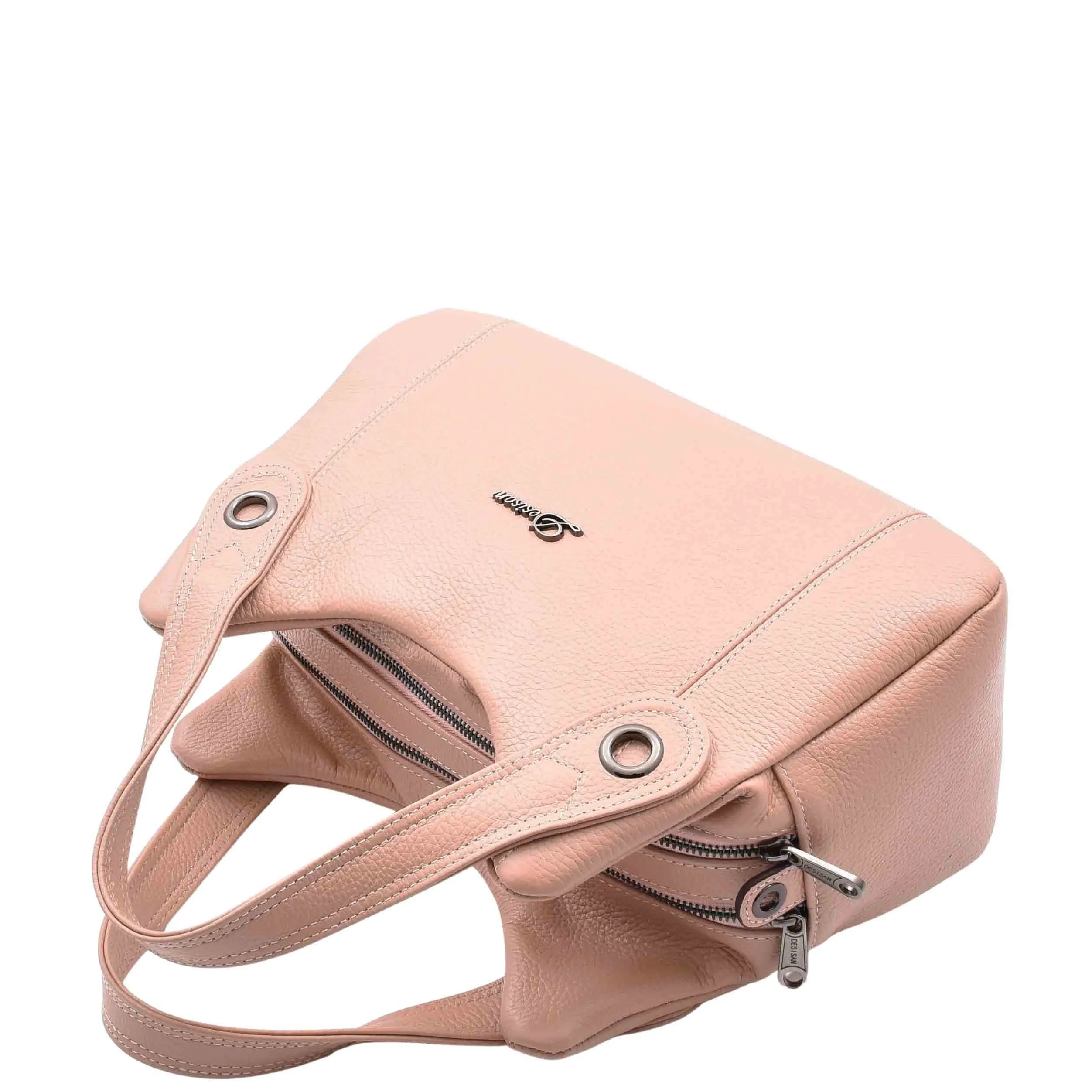 DR587 Women's Small Handbag Textured Leather Shoulder Bag Rose