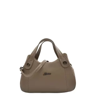 DR587 Women's Small Handbag Textured Leather Shoulder Bag Taupe