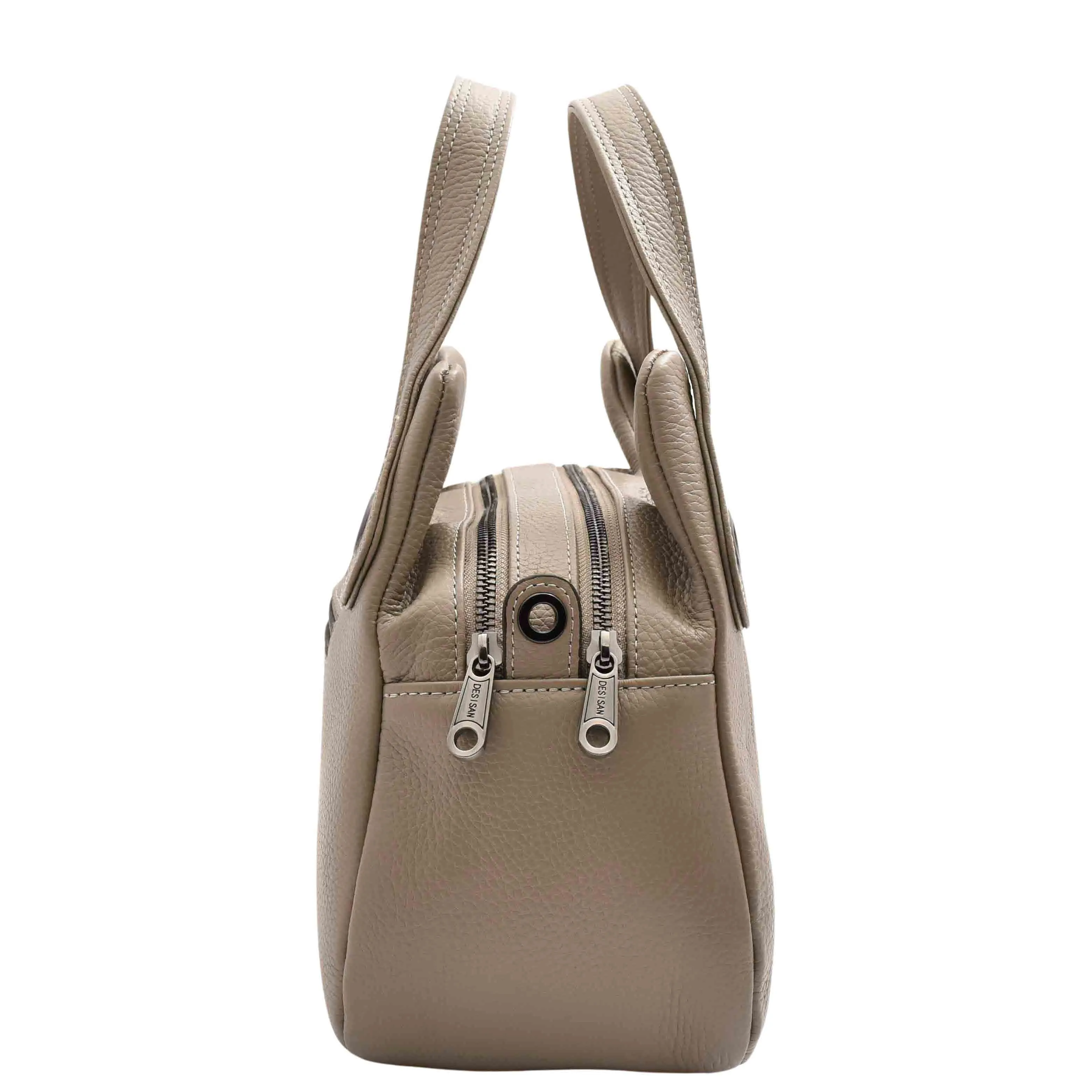 DR587 Women's Small Handbag Textured Leather Shoulder Bag Taupe