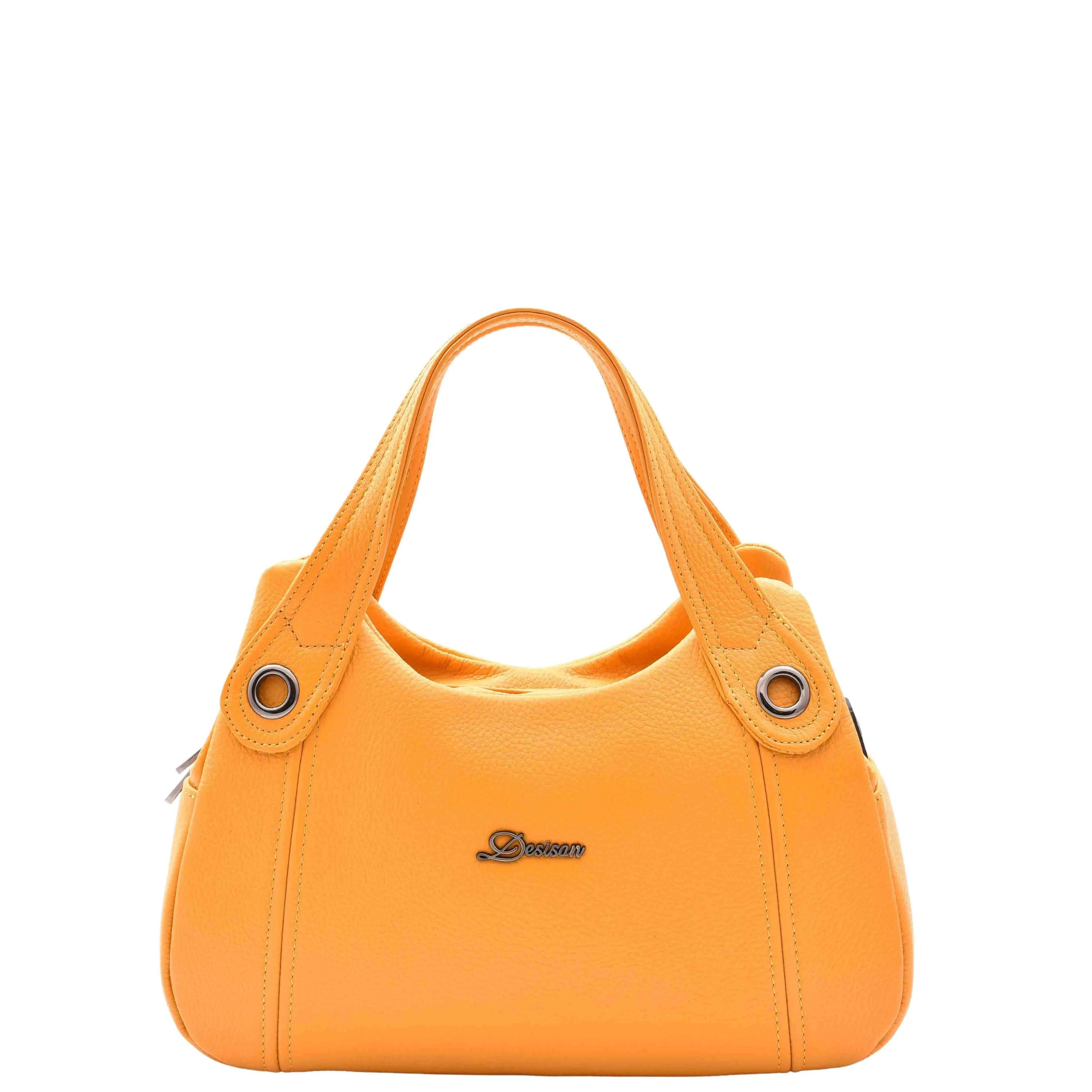DR587 Women's Small Handbag Textured Leather Shoulder Bag Yellow