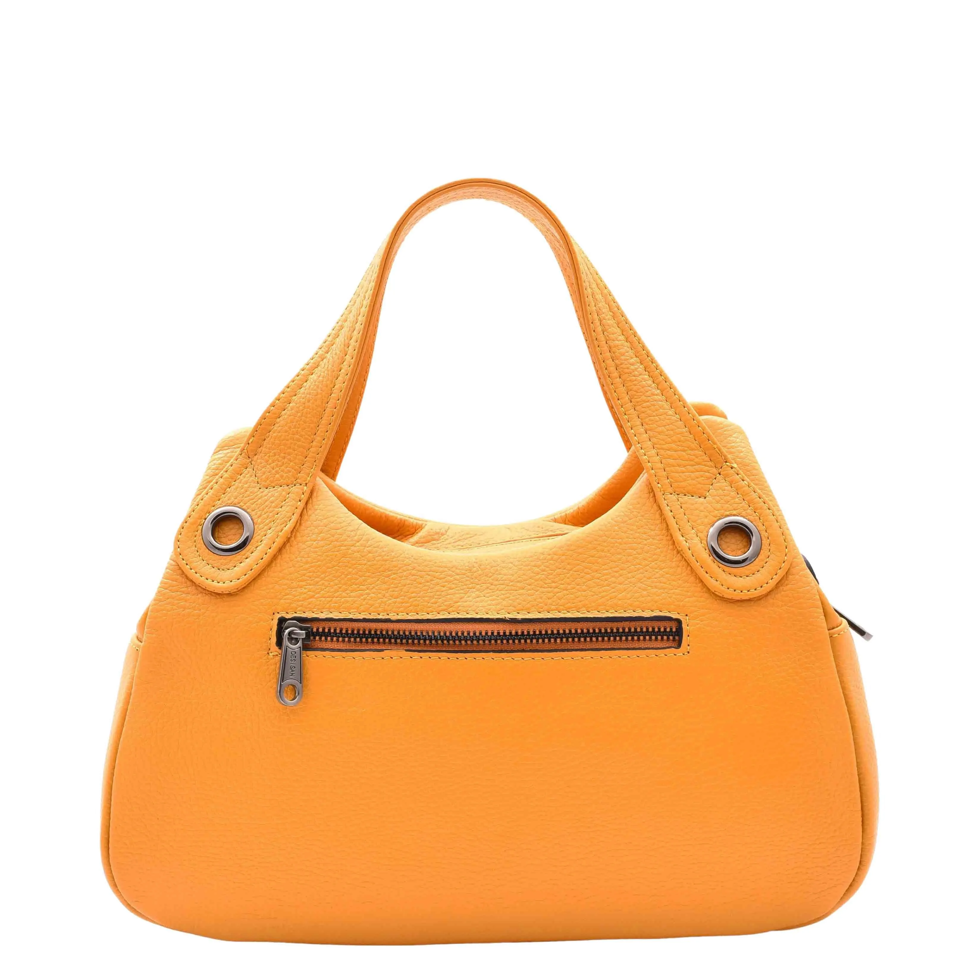 DR587 Women's Small Handbag Textured Leather Shoulder Bag Yellow