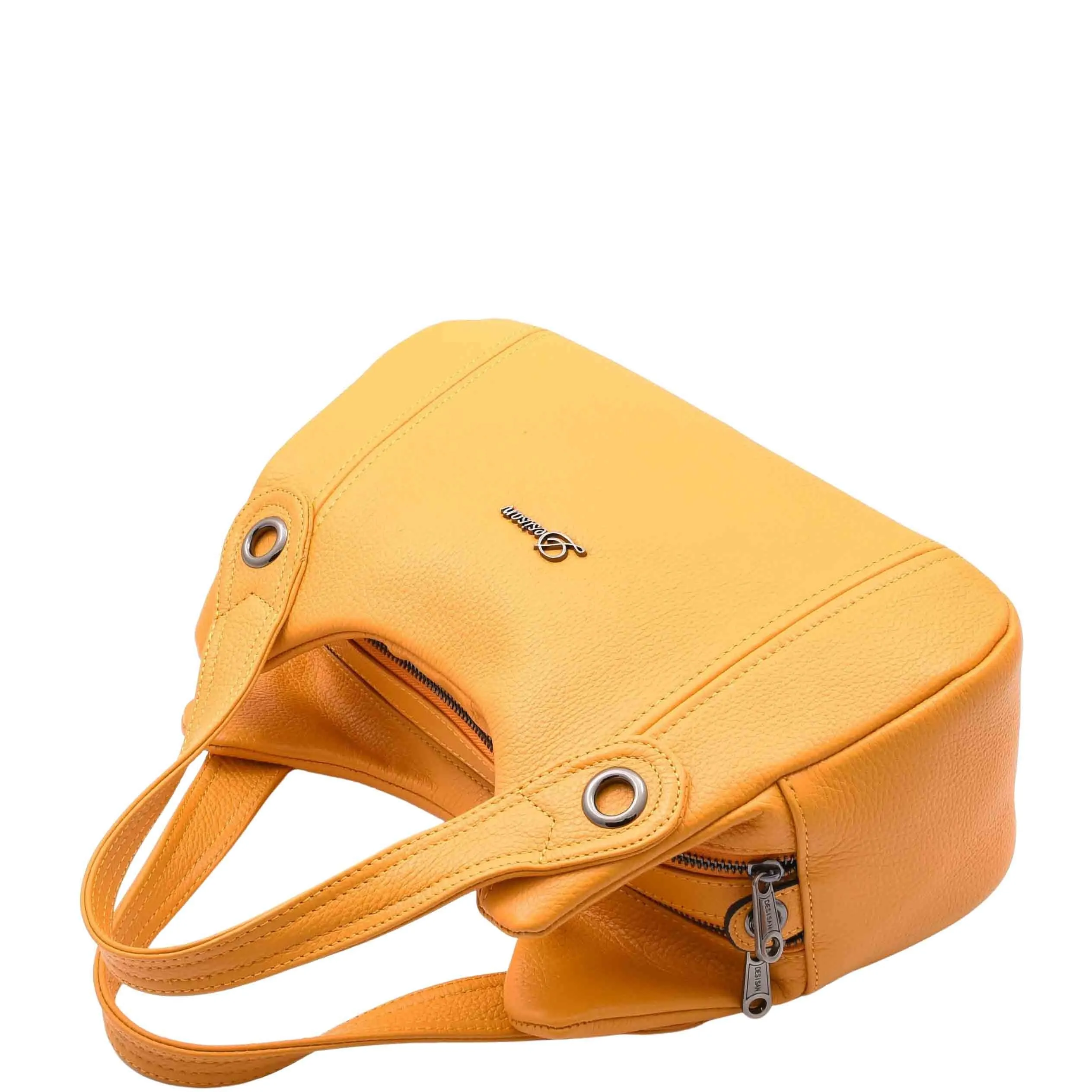 DR587 Women's Small Handbag Textured Leather Shoulder Bag Yellow