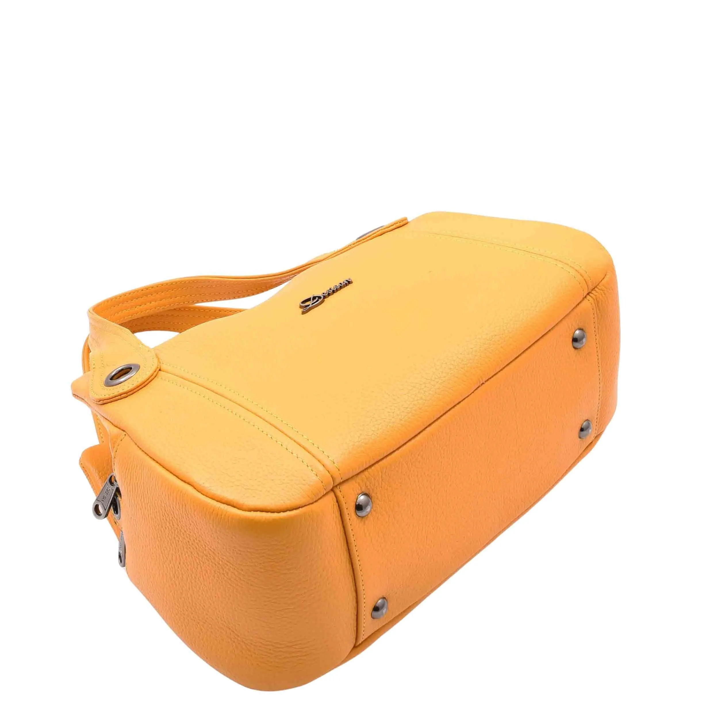DR587 Women's Small Handbag Textured Leather Shoulder Bag Yellow