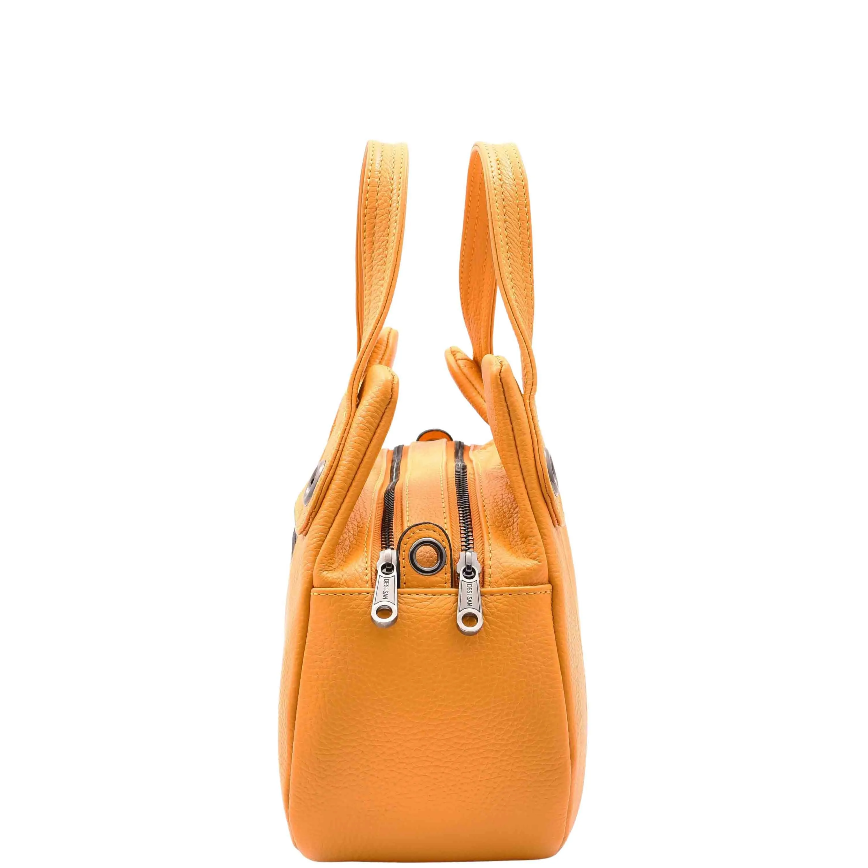 DR587 Women's Small Handbag Textured Leather Shoulder Bag Yellow