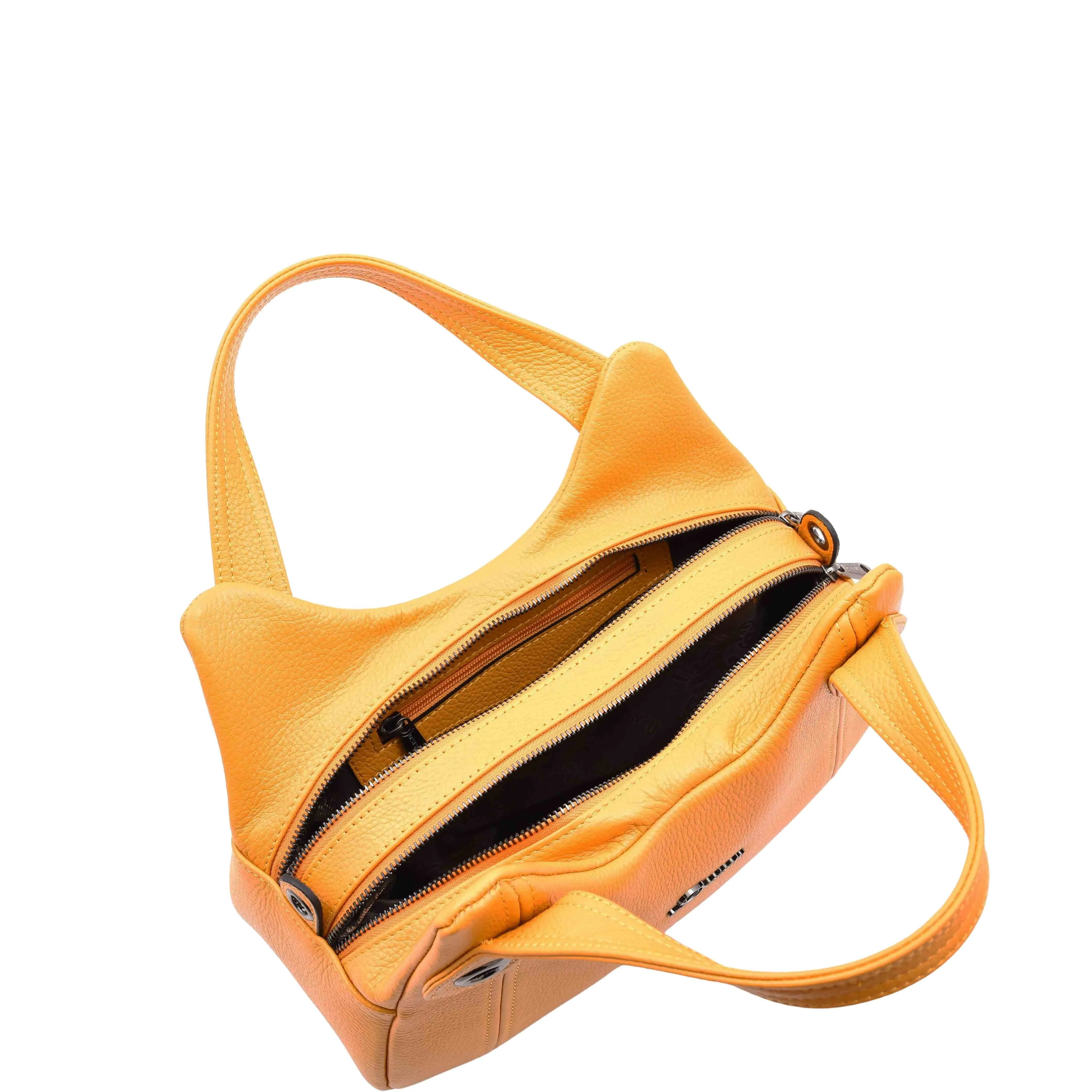 DR587 Women's Small Handbag Textured Leather Shoulder Bag Yellow