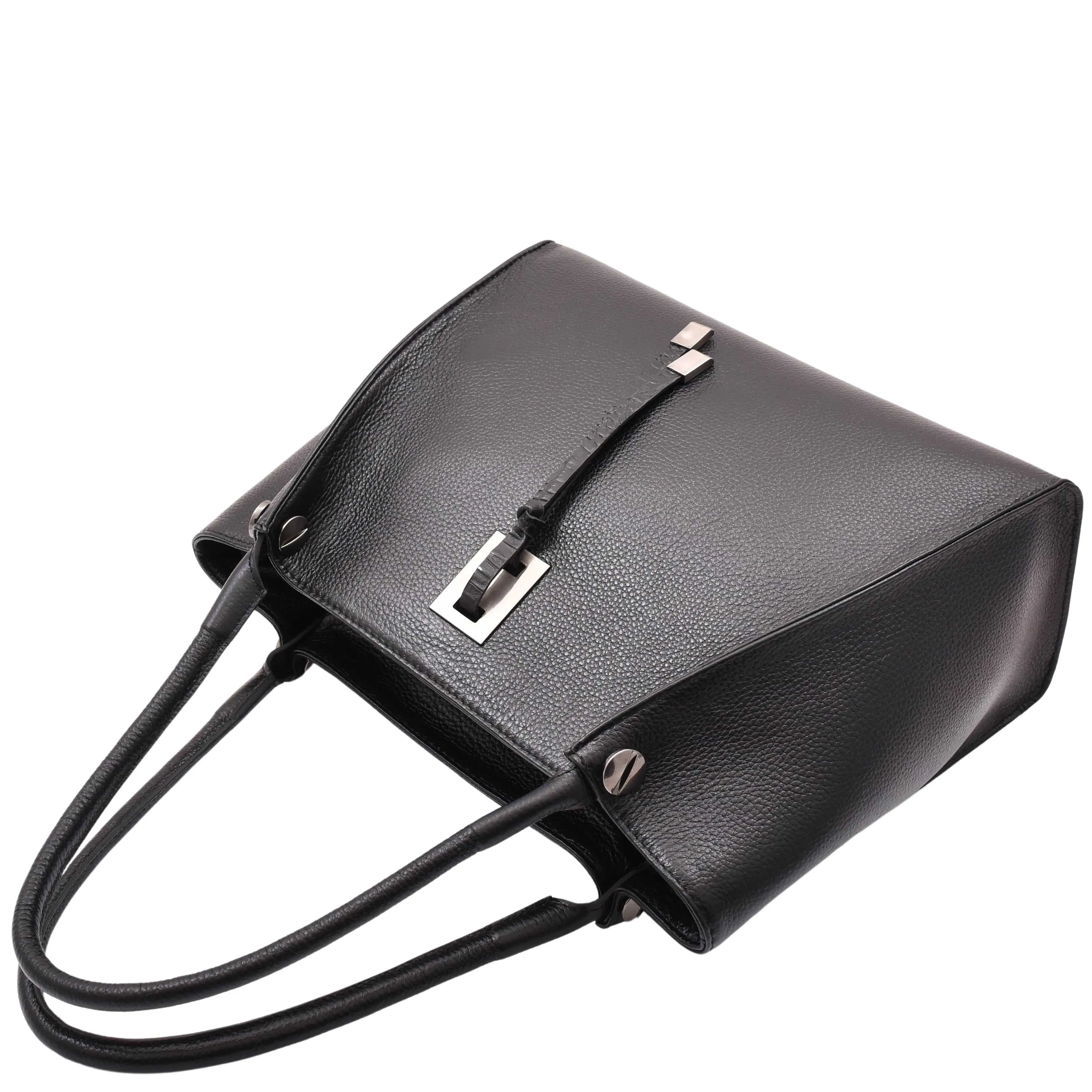 DR588 Women's Textured Leather Large Shoulder Bag With Multi Pockets Black