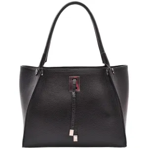DR588 Women's Textured Leather Large Shoulder Bag With Multi Pockets Black
