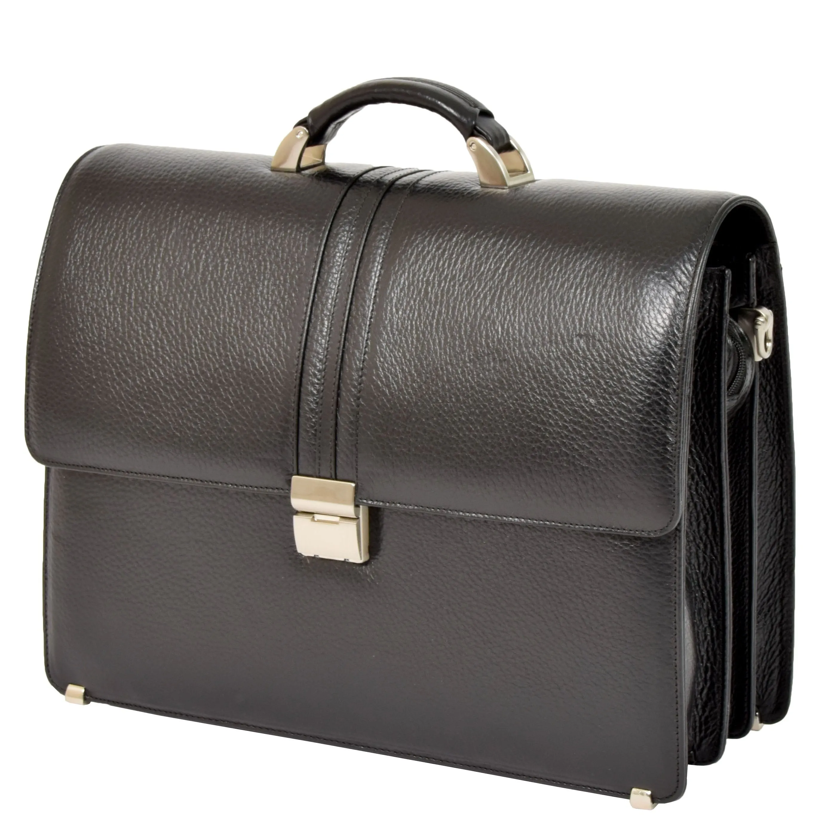 DR600 Men's Genuine Leather Cross Body Briefcase Black