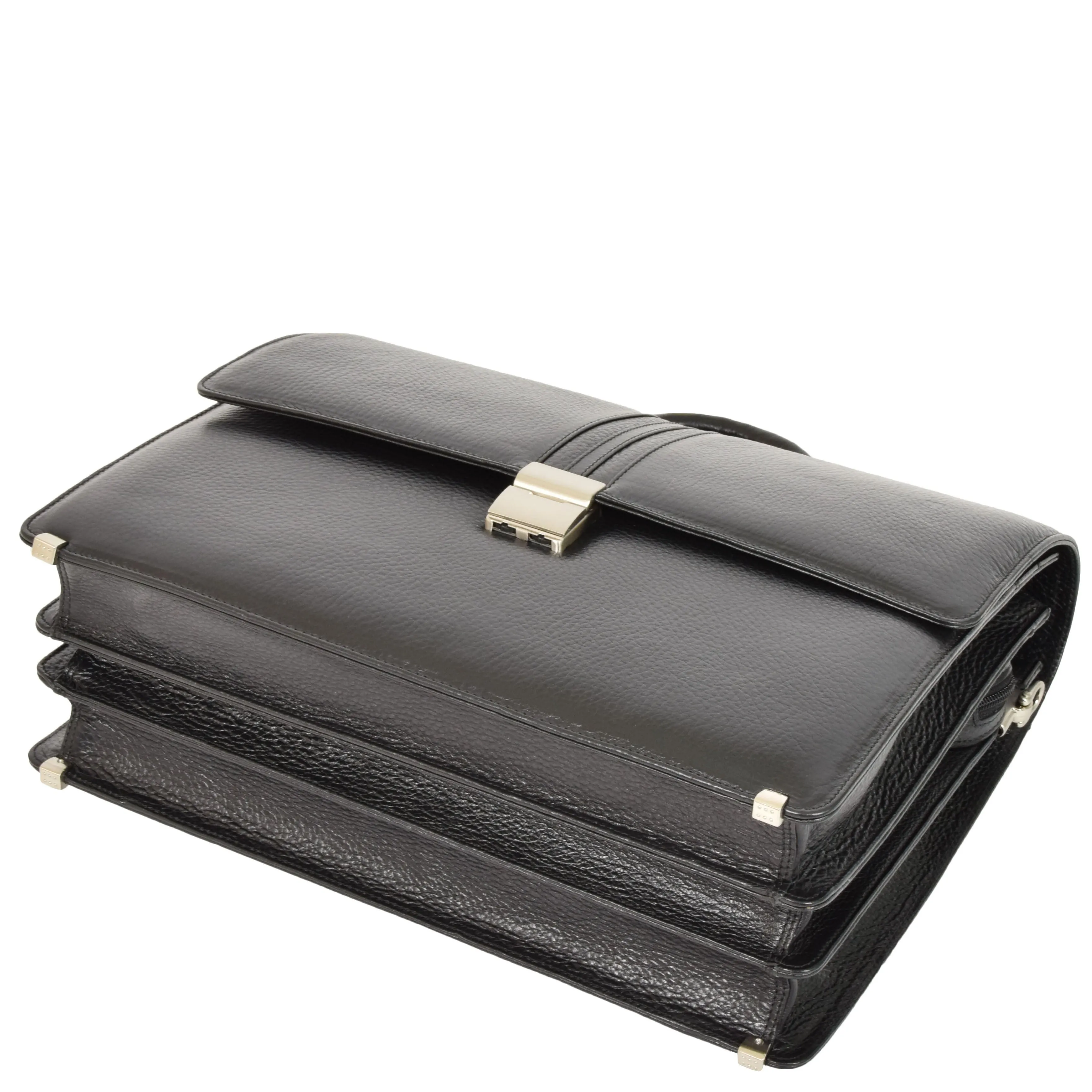 DR600 Men's Genuine Leather Cross Body Briefcase Black