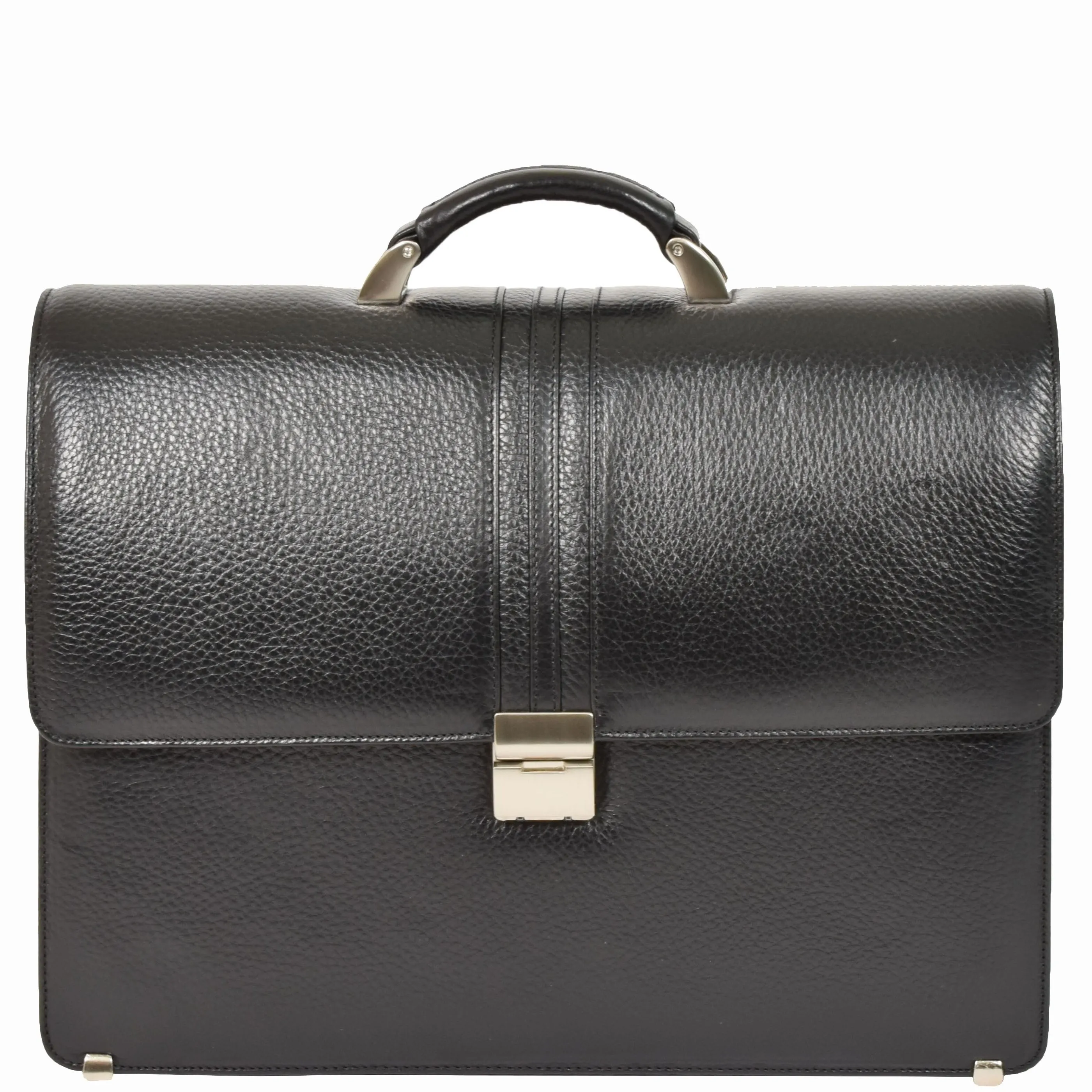 DR600 Men's Genuine Leather Cross Body Briefcase Black