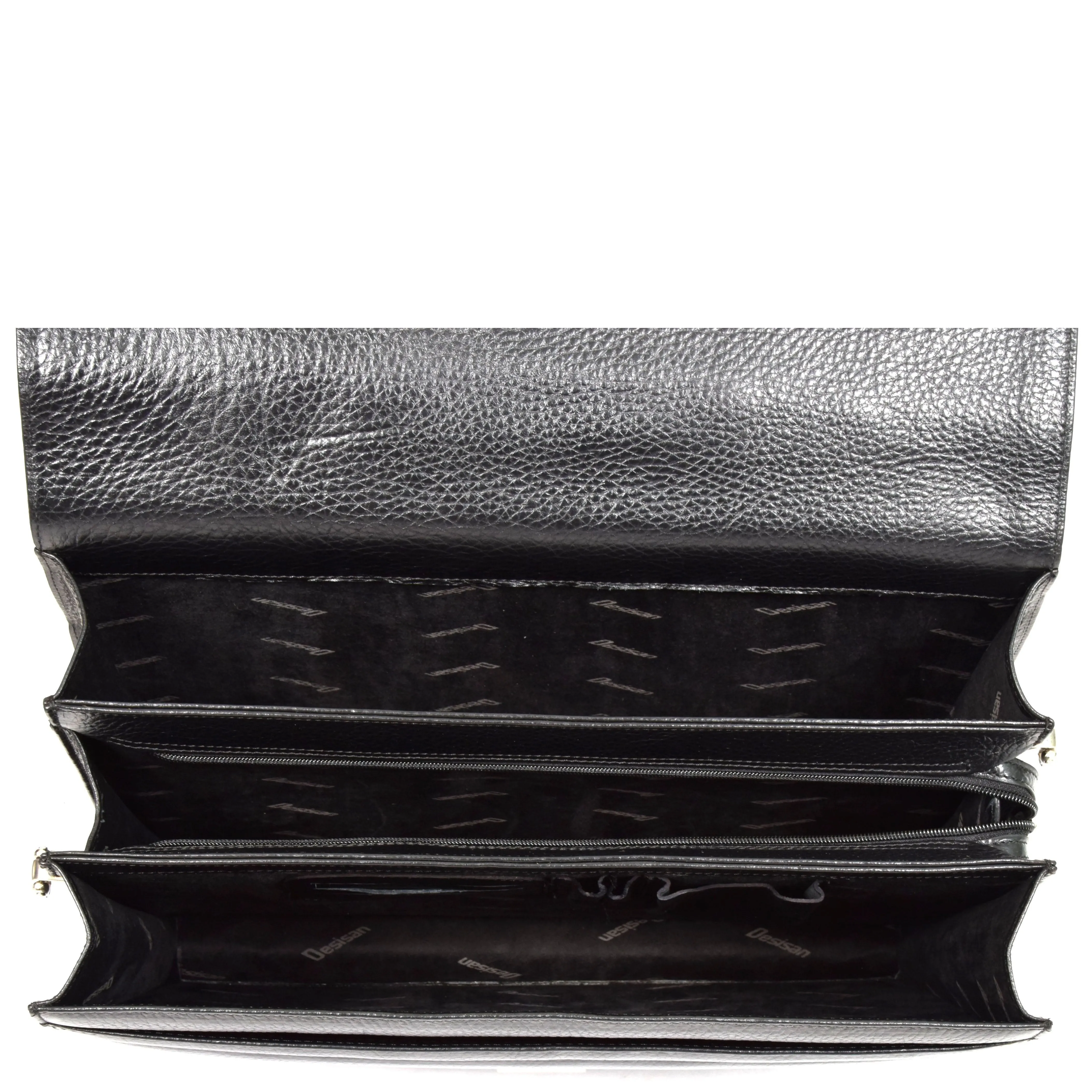 DR600 Men's Genuine Leather Cross Body Briefcase Black