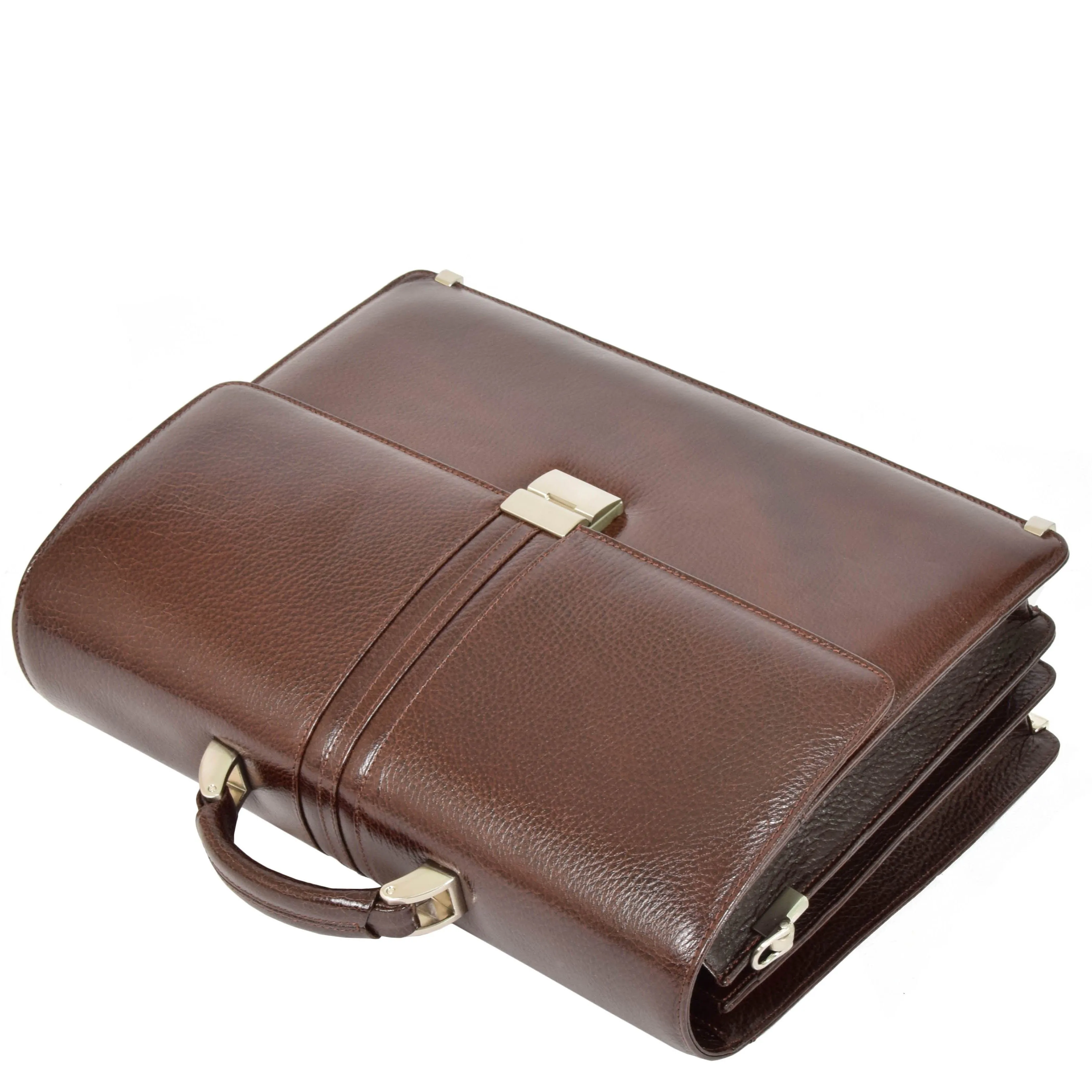 DR600 Men's Genuine Leather Cross Body Briefcase Brown