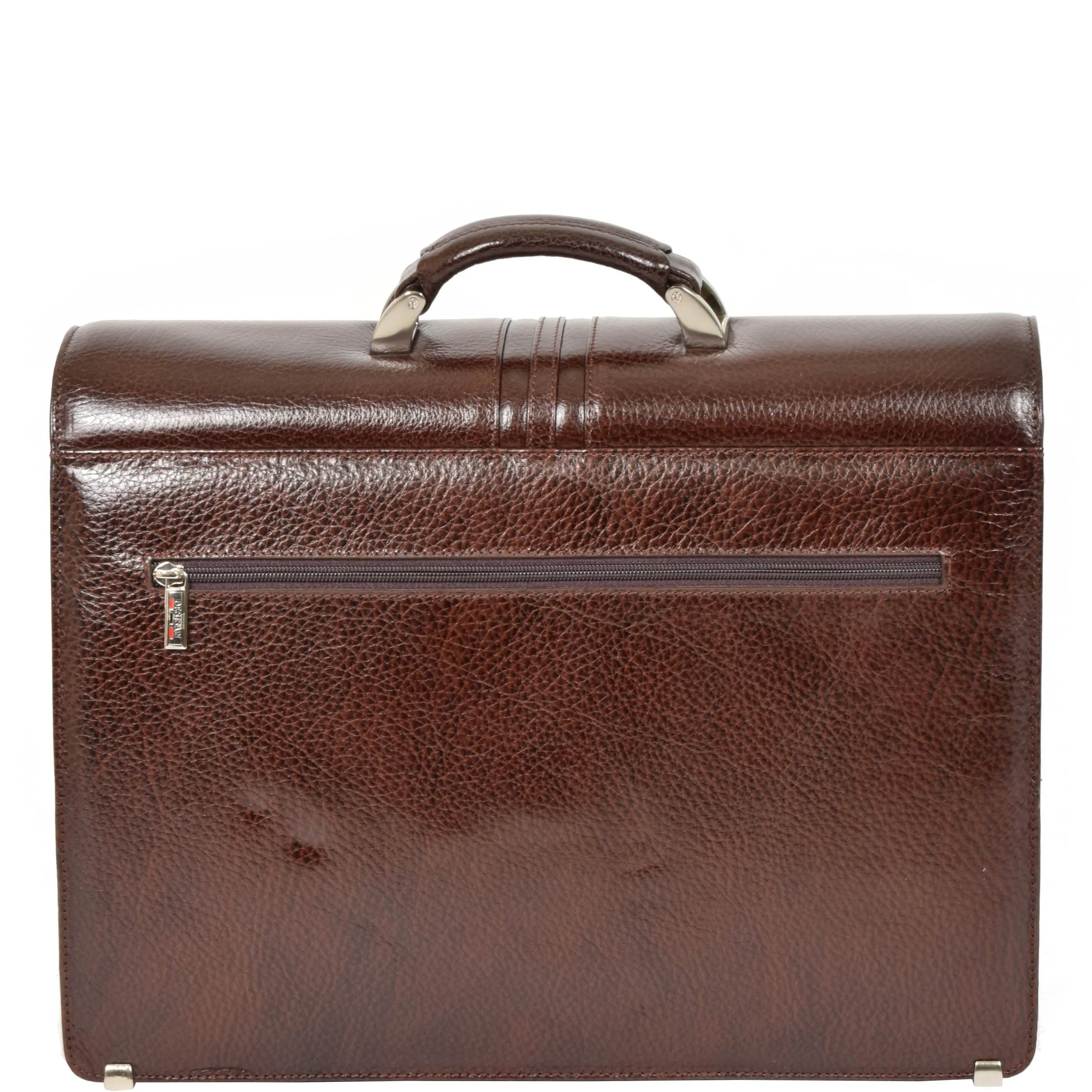 DR600 Men's Genuine Leather Cross Body Briefcase Brown