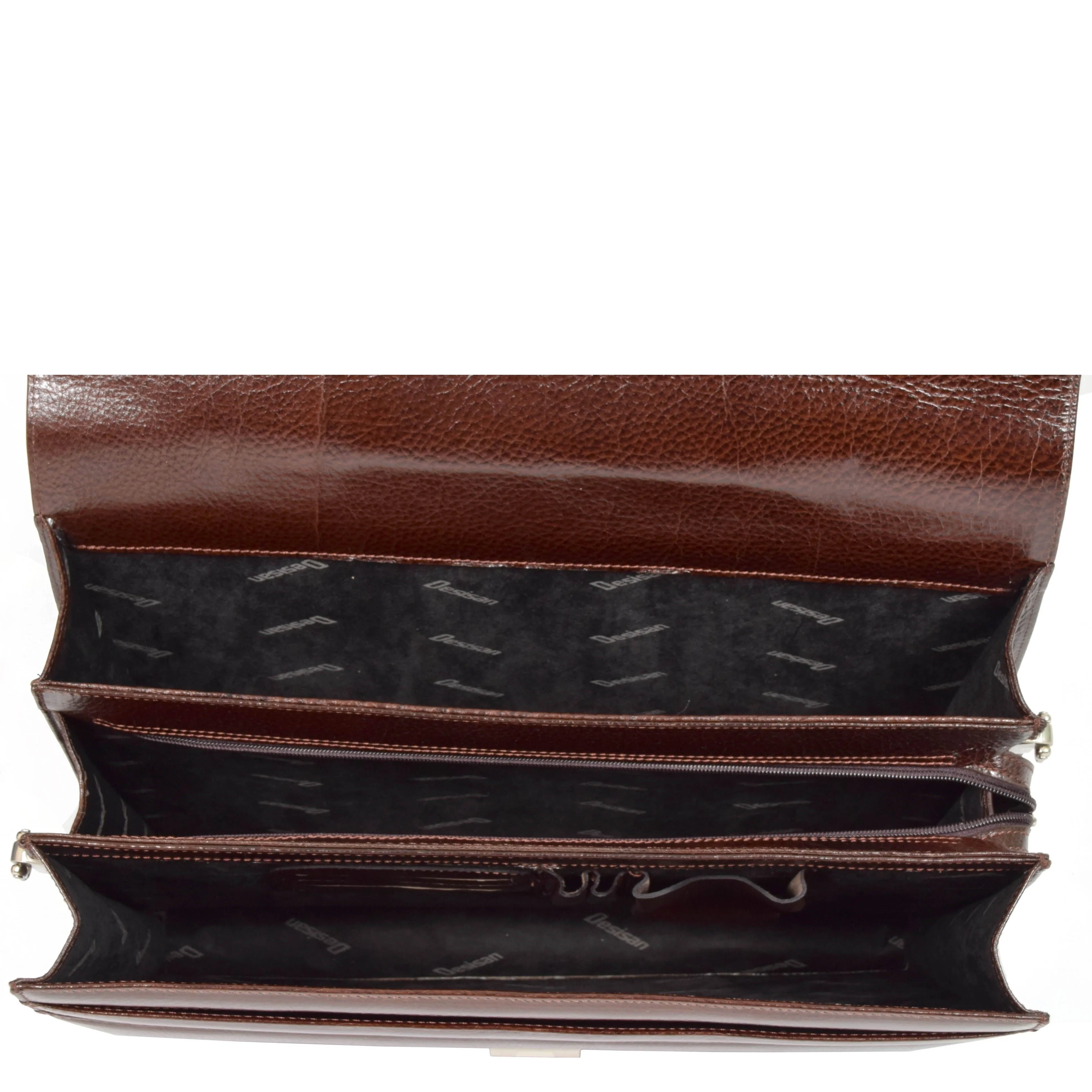 DR600 Men's Genuine Leather Cross Body Briefcase Brown