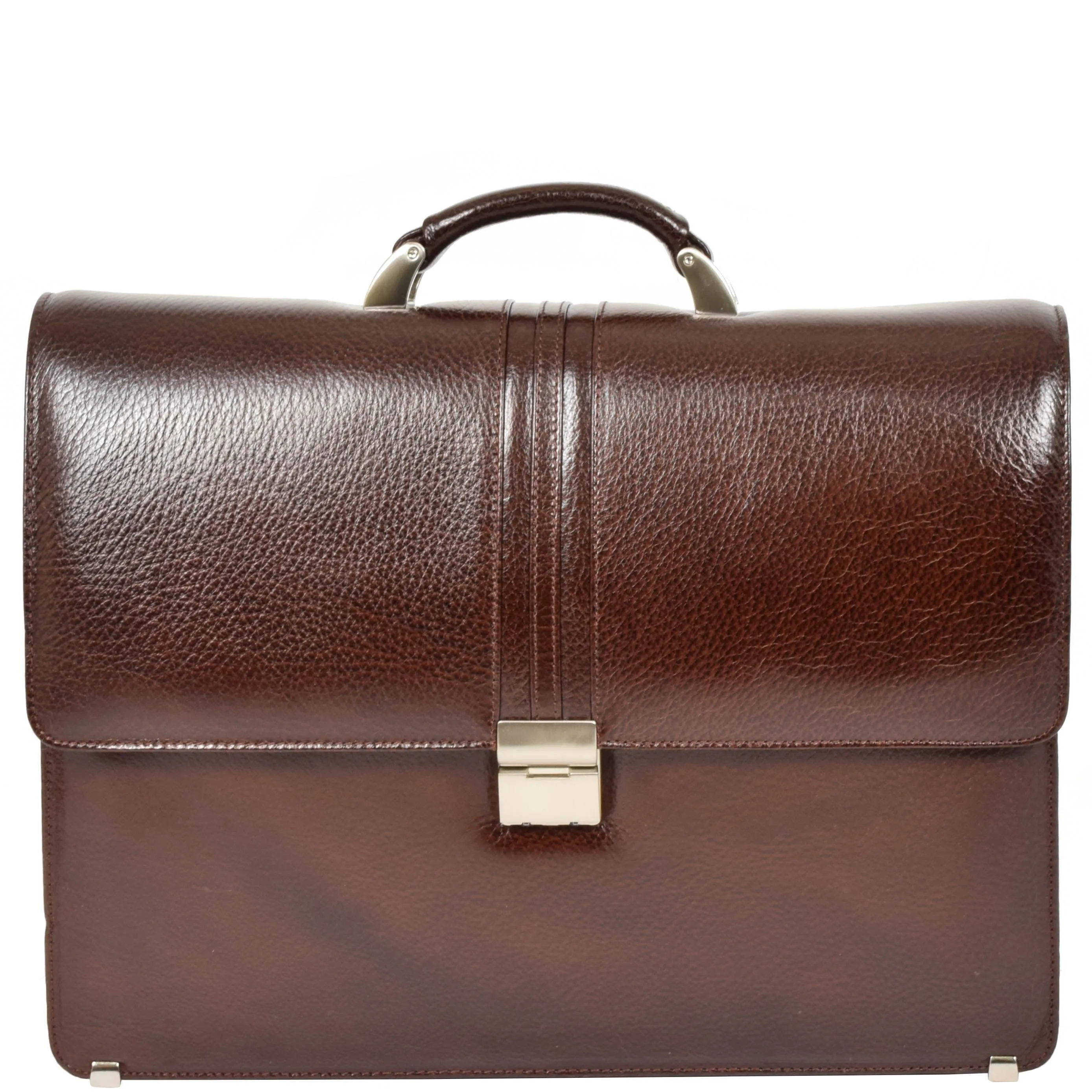 DR600 Men's Genuine Leather Cross Body Briefcase Brown