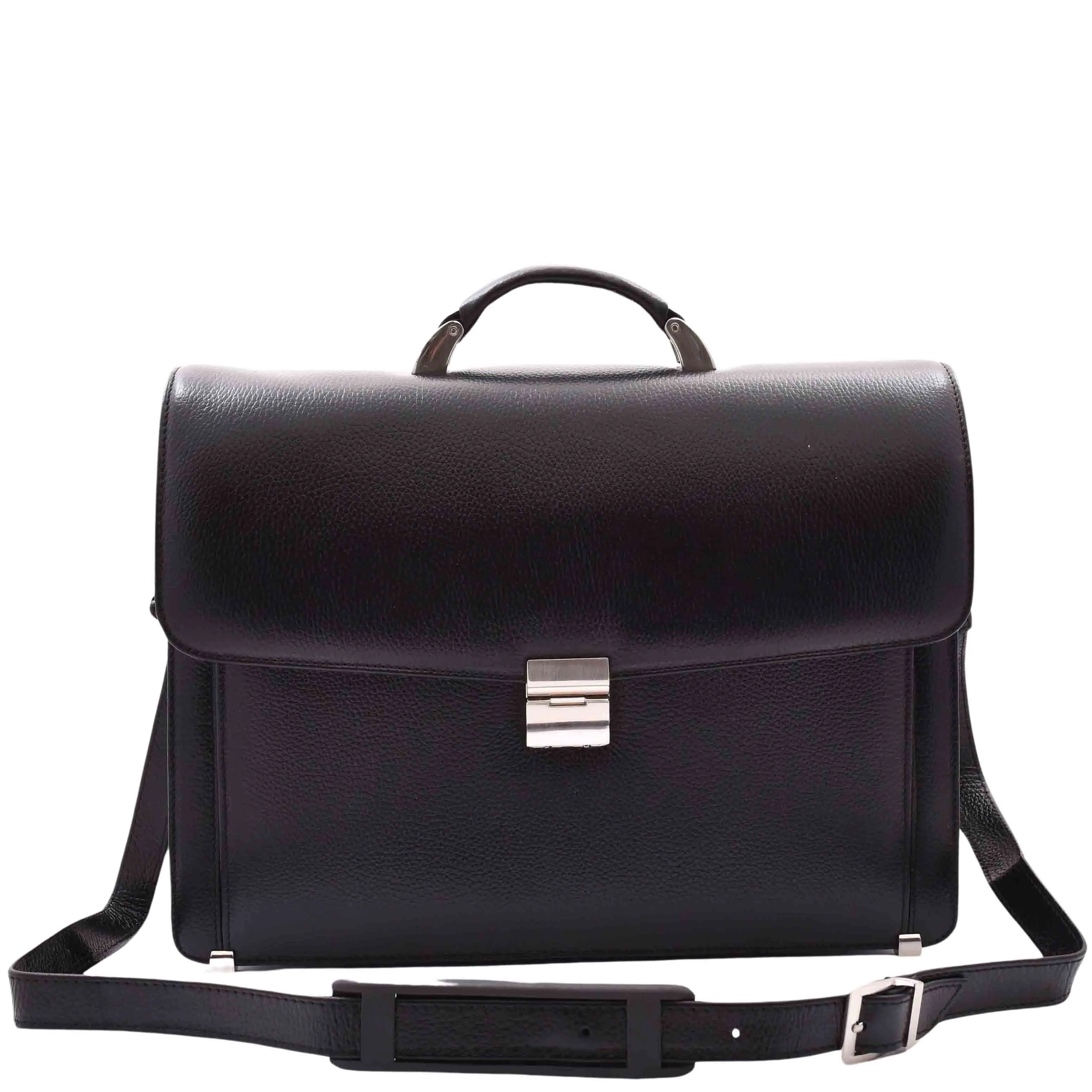 DR602 Men's Classic Leather Executive Briefcase Bag Black
