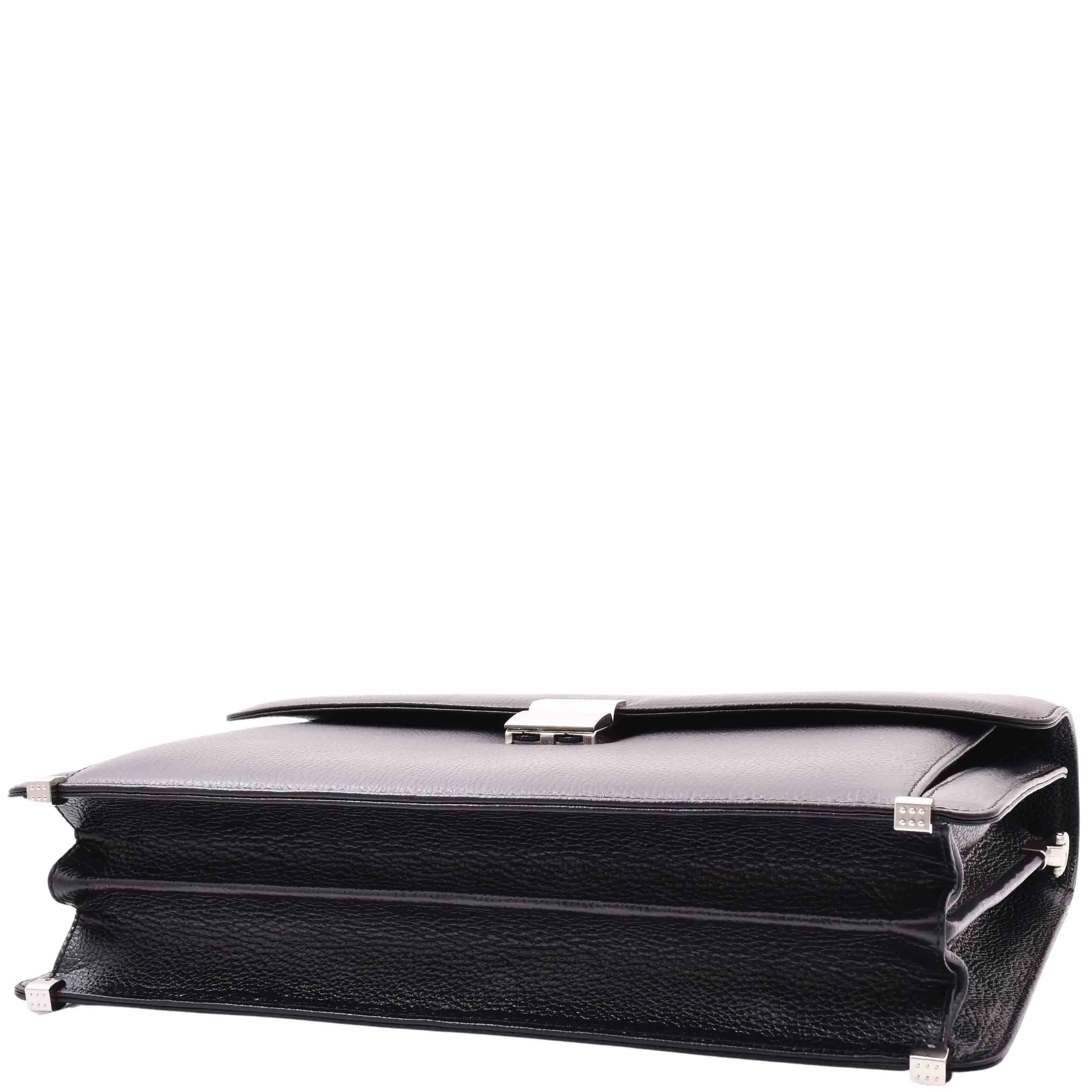 DR602 Men's Classic Leather Executive Briefcase Bag Black