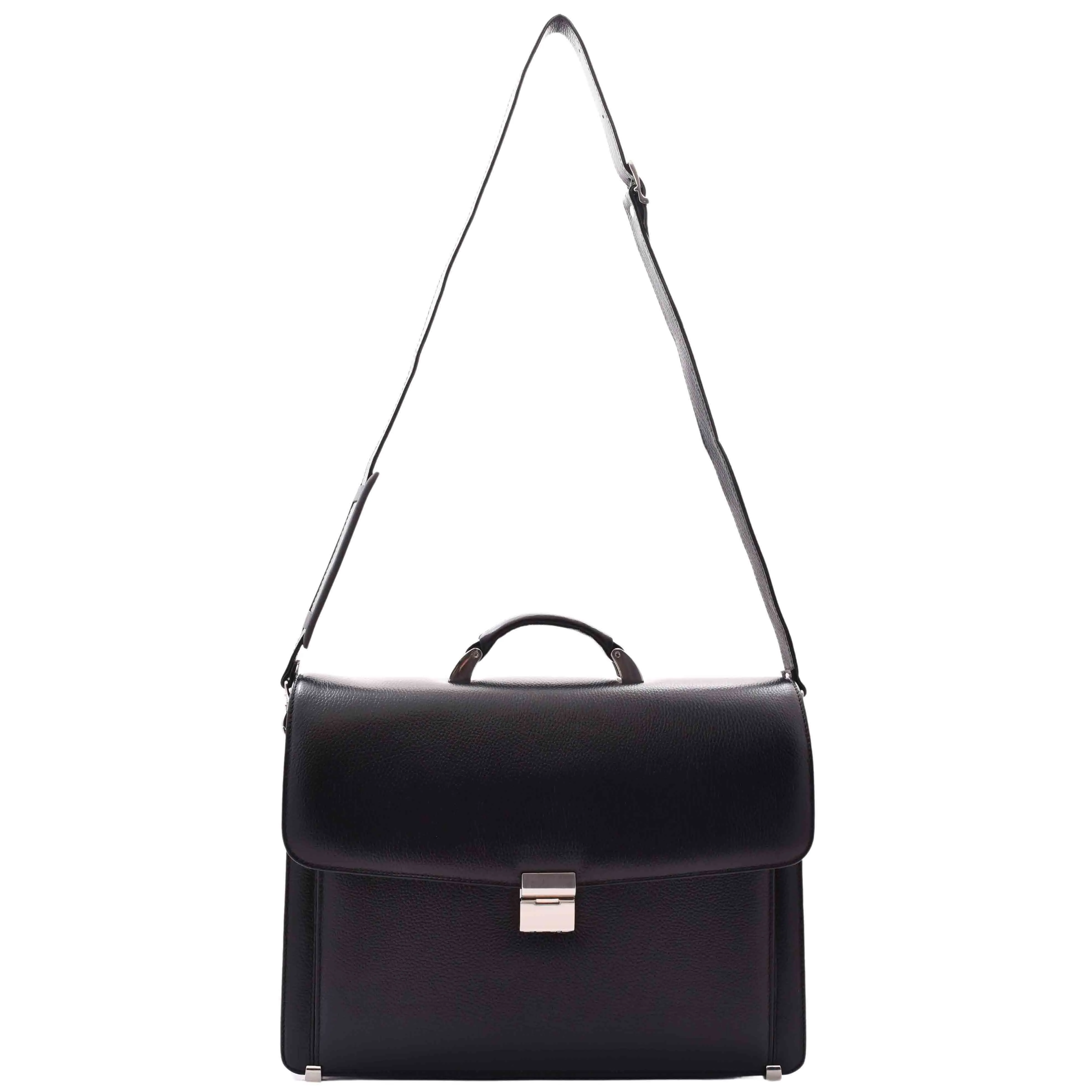 DR602 Men's Classic Leather Executive Briefcase Bag Black