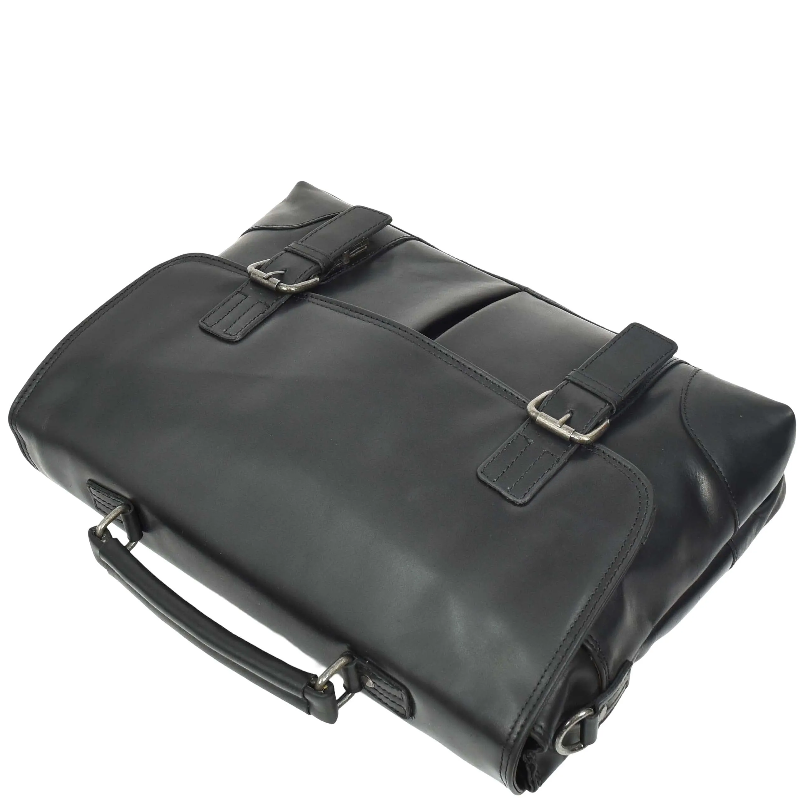 DR654 Men's Durable Real Leather Cross Body Briefcase Black