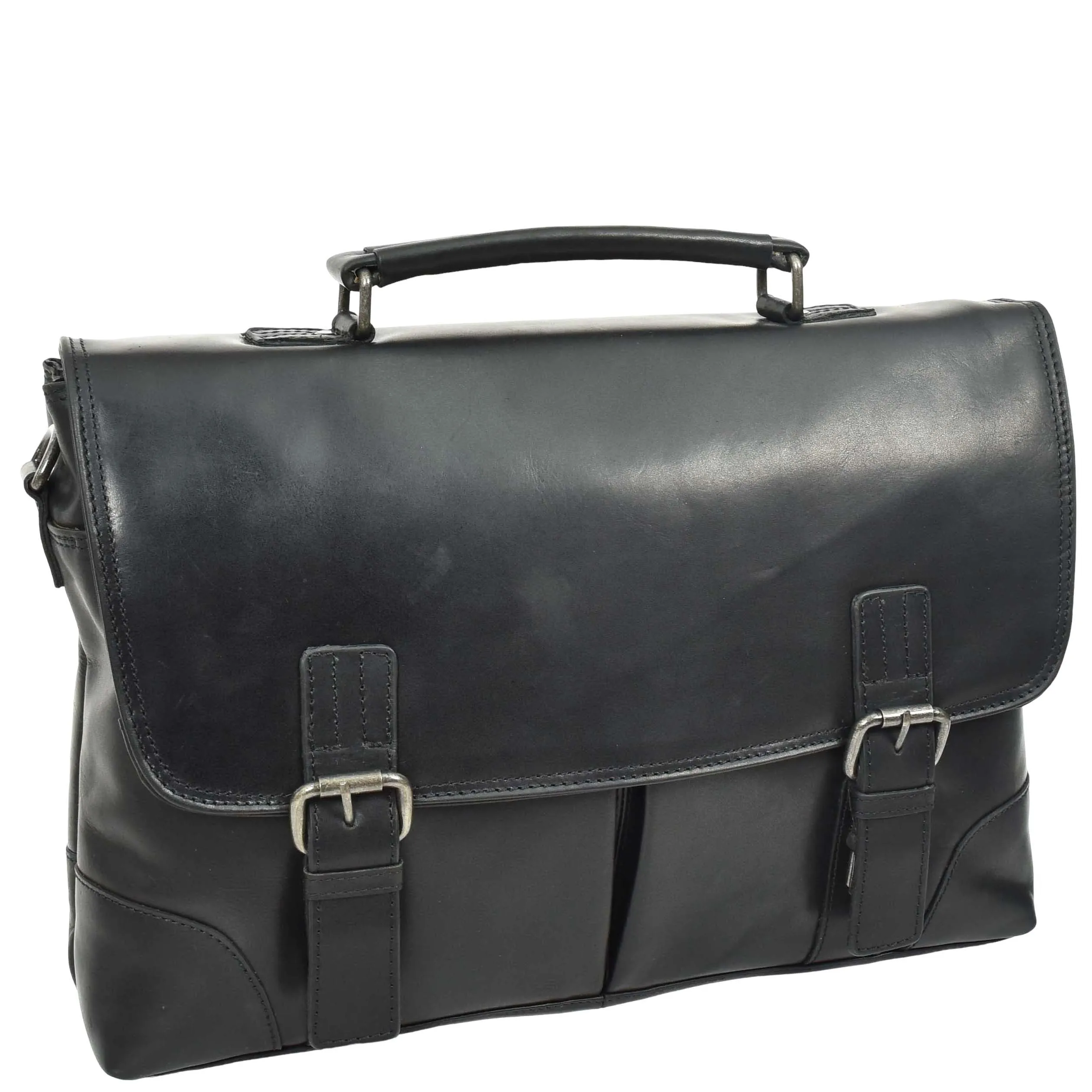 DR654 Men's Durable Real Leather Cross Body Briefcase Black