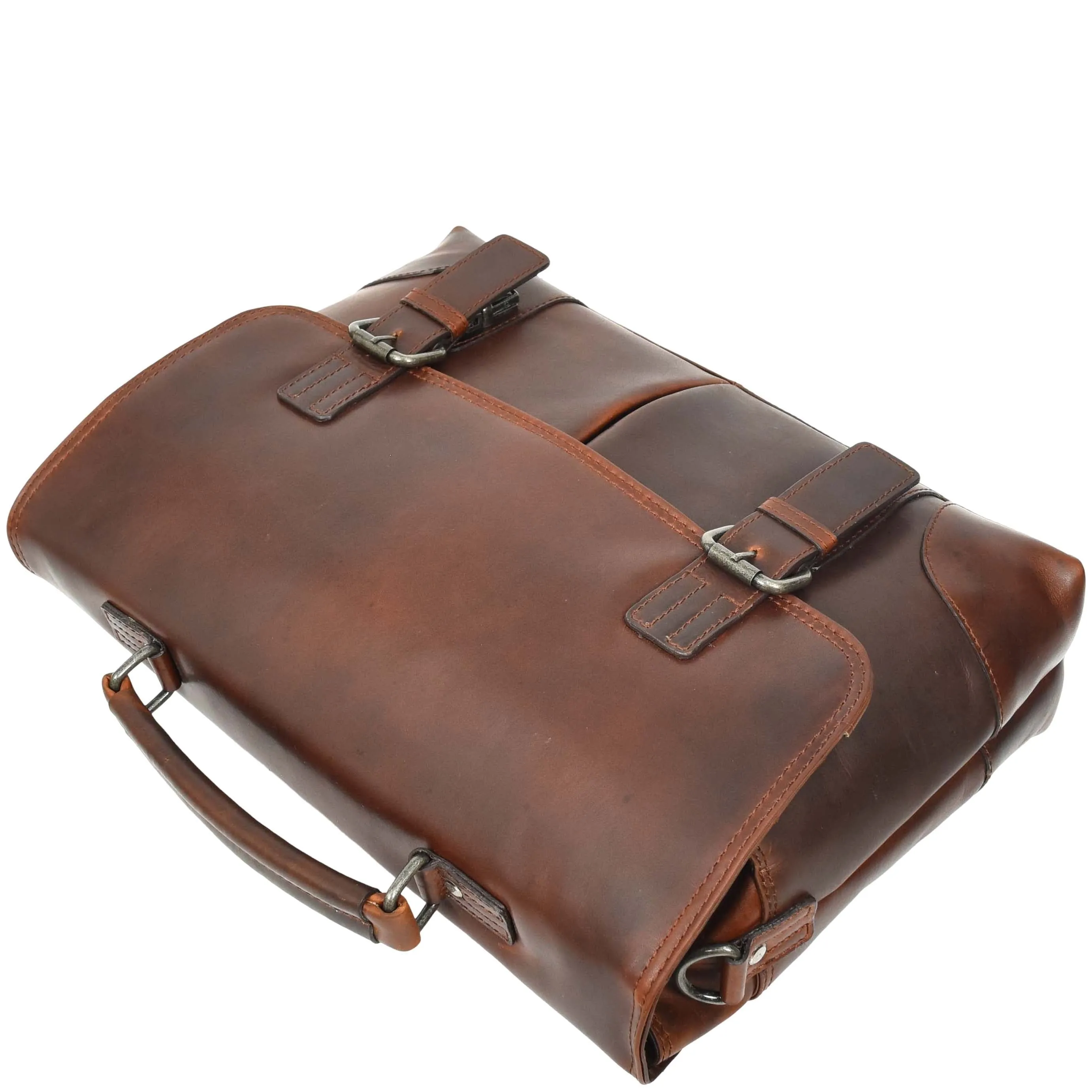 DR654 Men's Durable Real Leather Cross Body Briefcase Brown