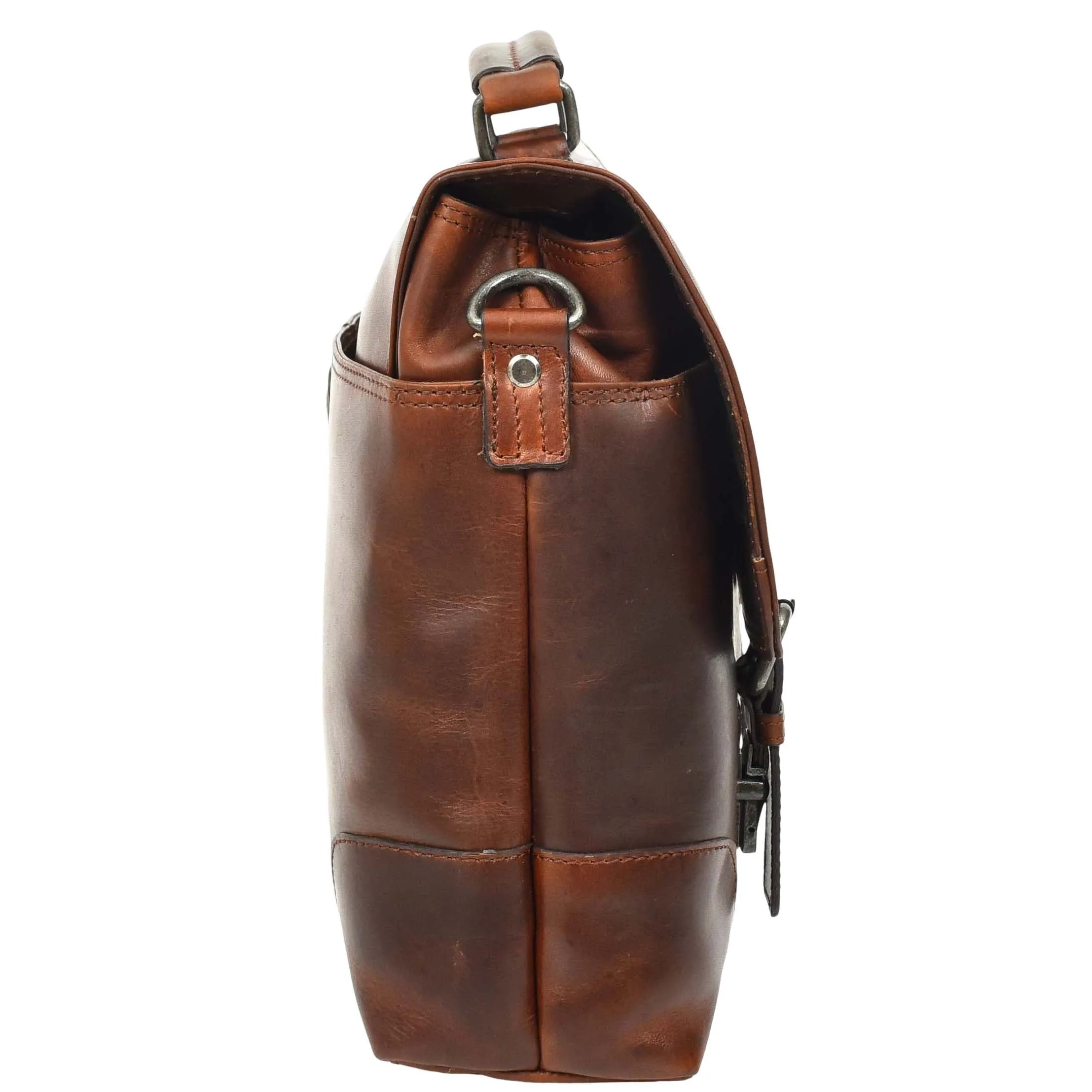 DR654 Men's Durable Real Leather Cross Body Briefcase Brown