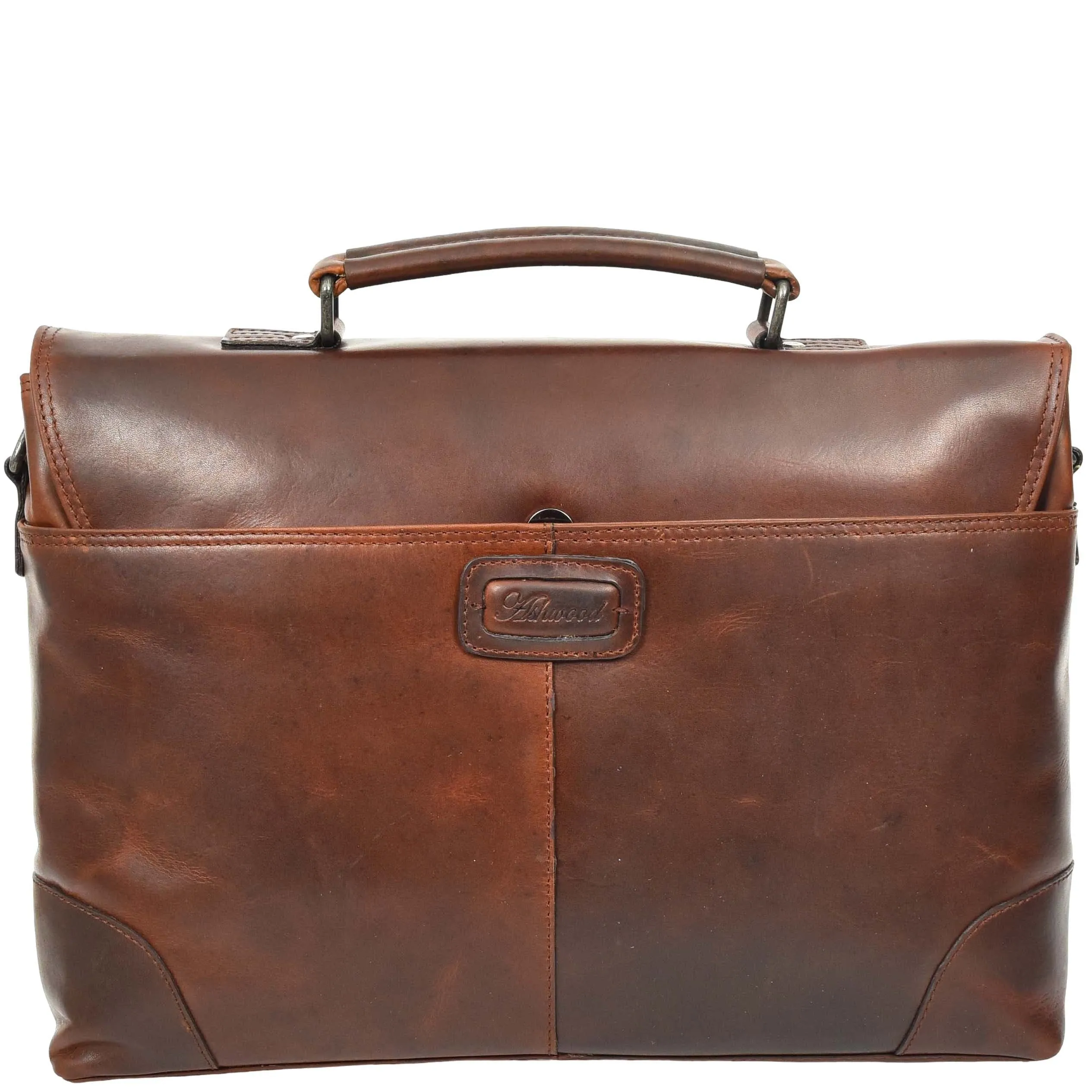 DR654 Men's Durable Real Leather Cross Body Briefcase Brown