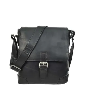 DR655 Men's Genuine Leather Cross Body Flight Bag Black