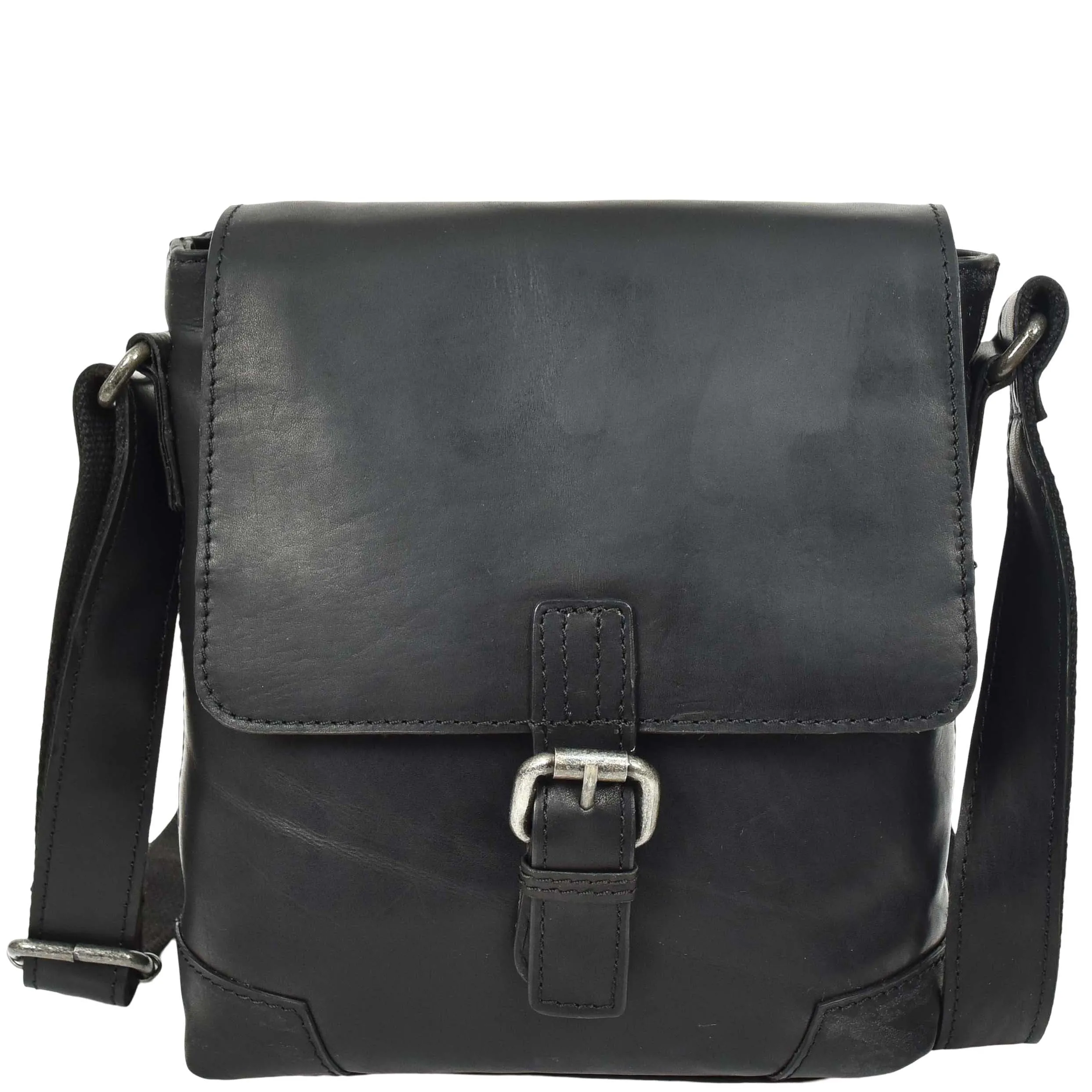 DR655 Men's Genuine Leather Cross Body Flight Bag Black