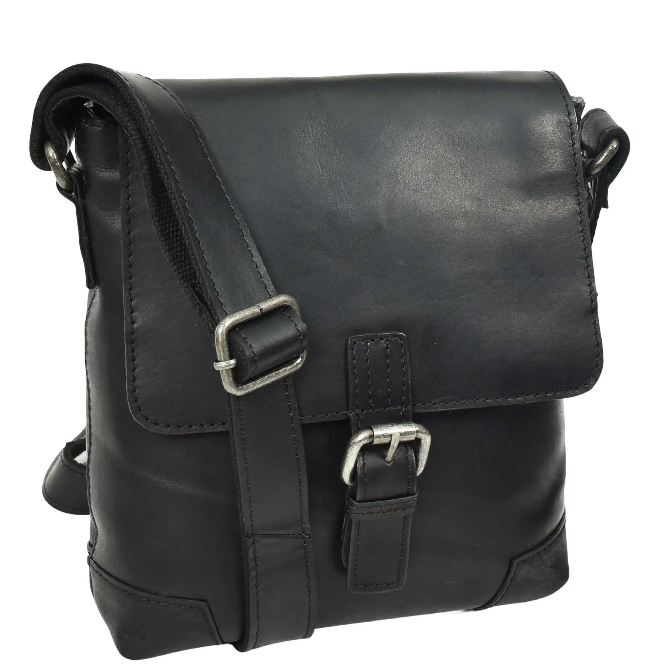 DR655 Men's Genuine Leather Cross Body Flight Bag Black