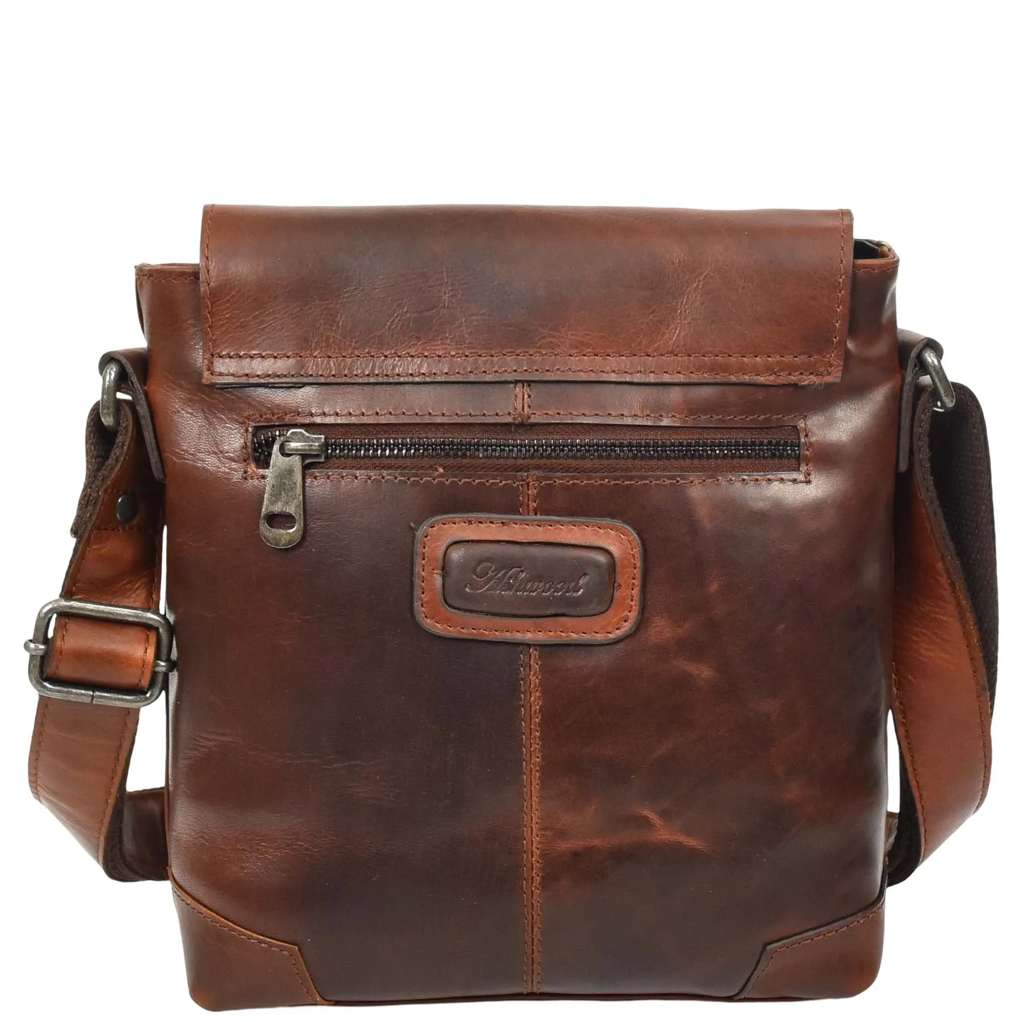 DR655 Men's Genuine Leather Cross Body Flight Bag Brown