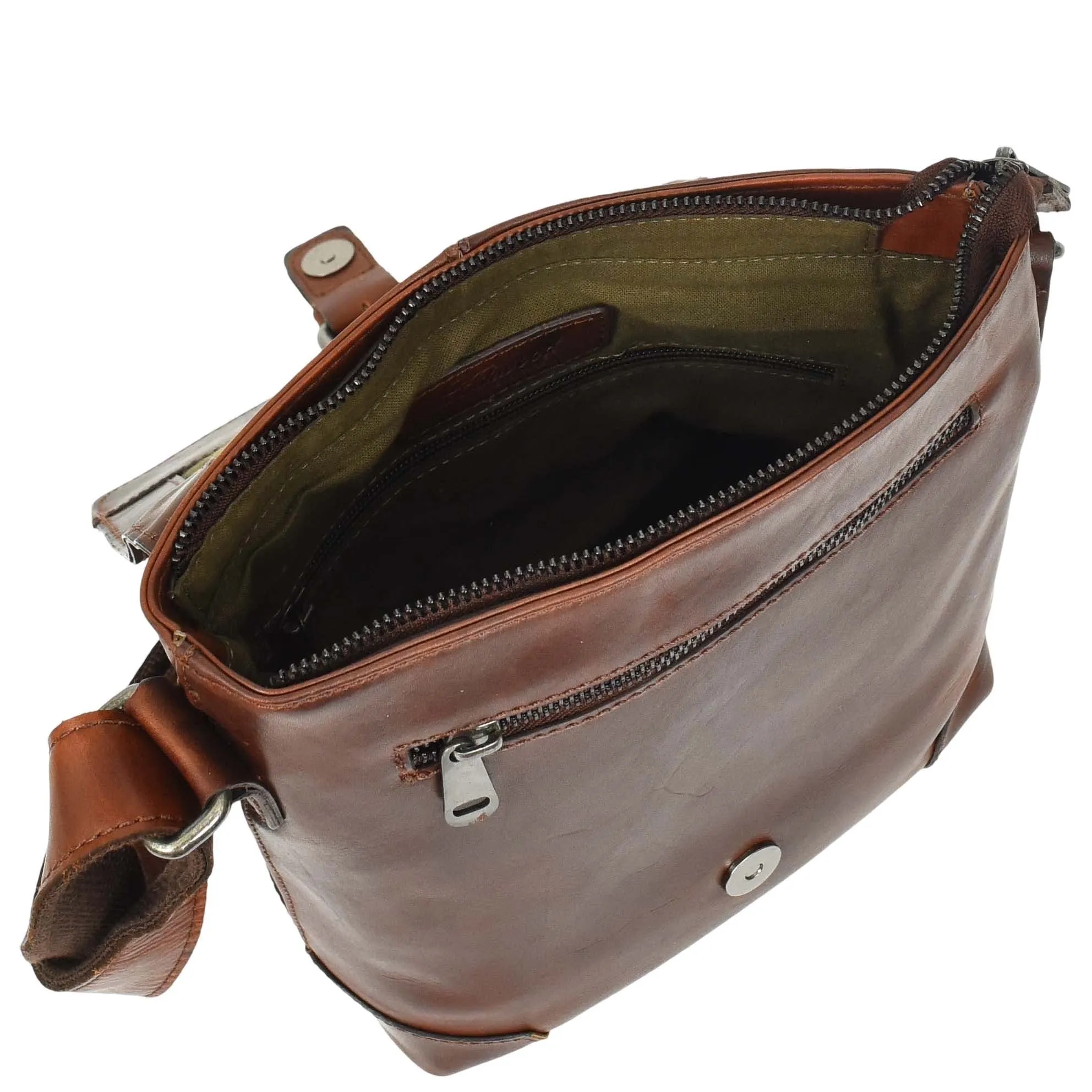 DR655 Men's Genuine Leather Cross Body Flight Bag Brown