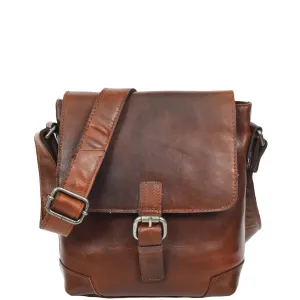 DR655 Men's Genuine Leather Cross Body Flight Bag Brown