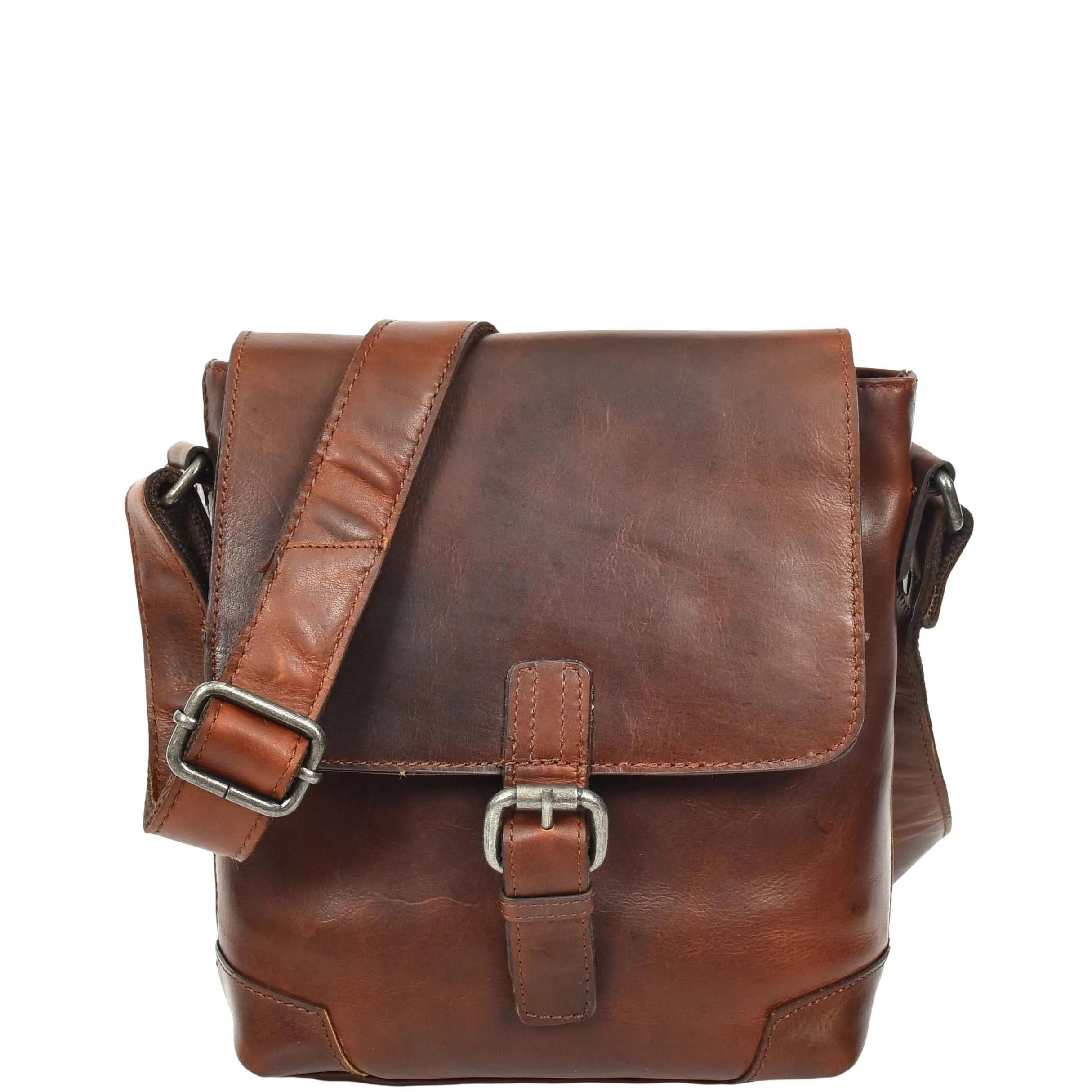 DR655 Men's Genuine Leather Cross Body Flight Bag Brown
