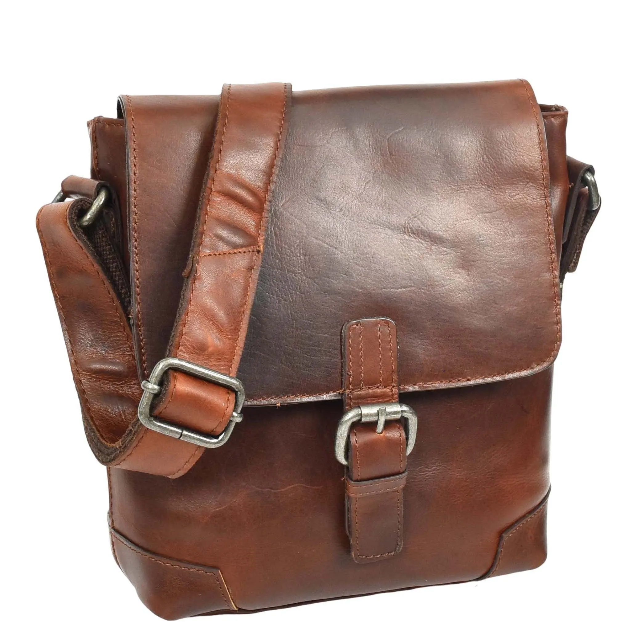 DR655 Men's Genuine Leather Cross Body Flight Bag Brown