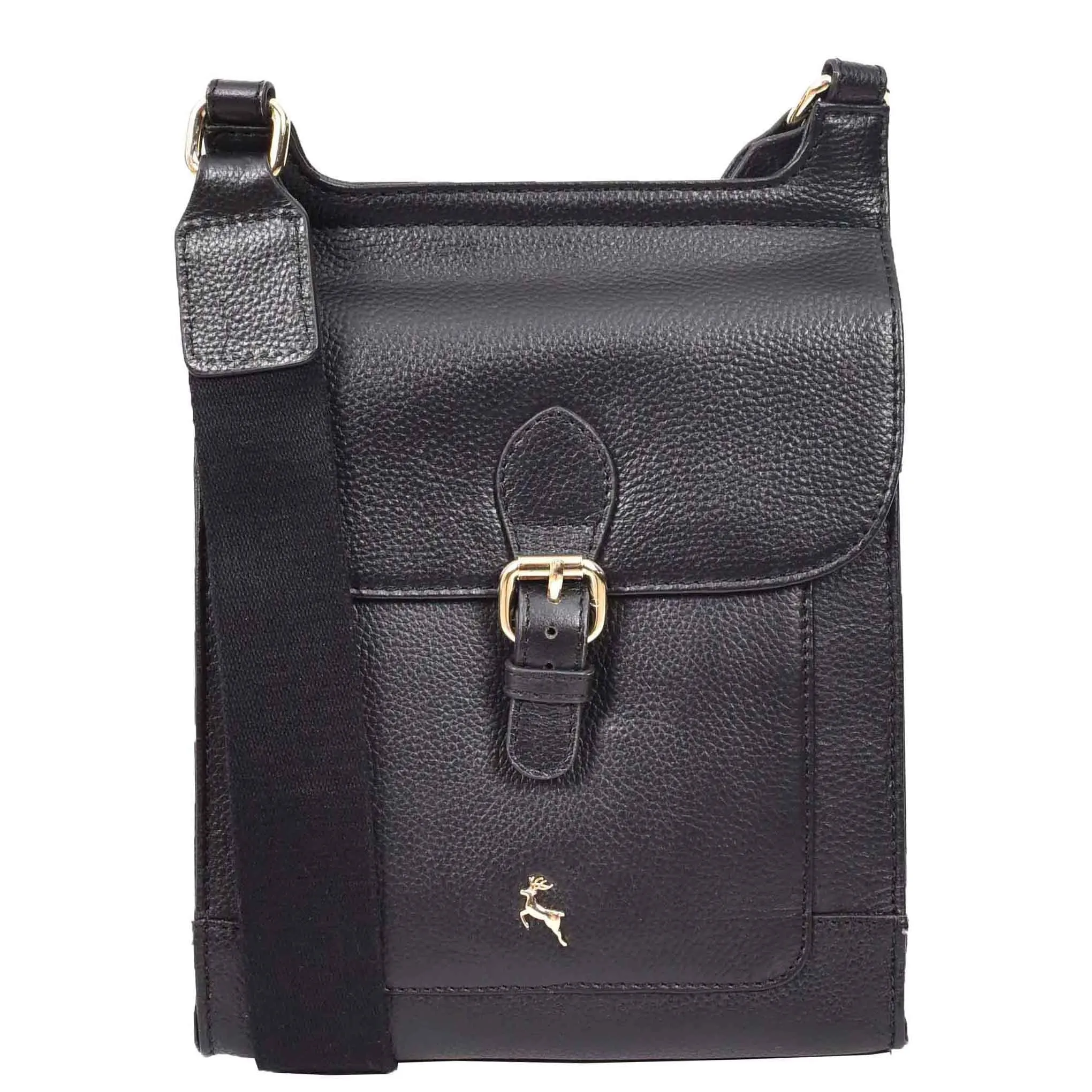 DR685 Ladies Real Leather Travel Messenger Bag Black