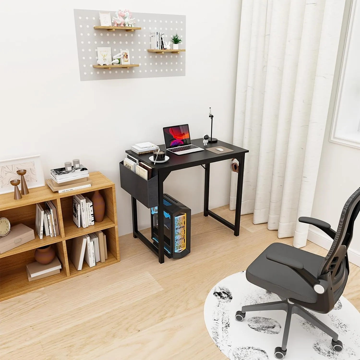 DUMOS 32 Inch Small Computer Office Desk Modern Simple Style Writing Study Work Table for Home Bedroom - Modern Black